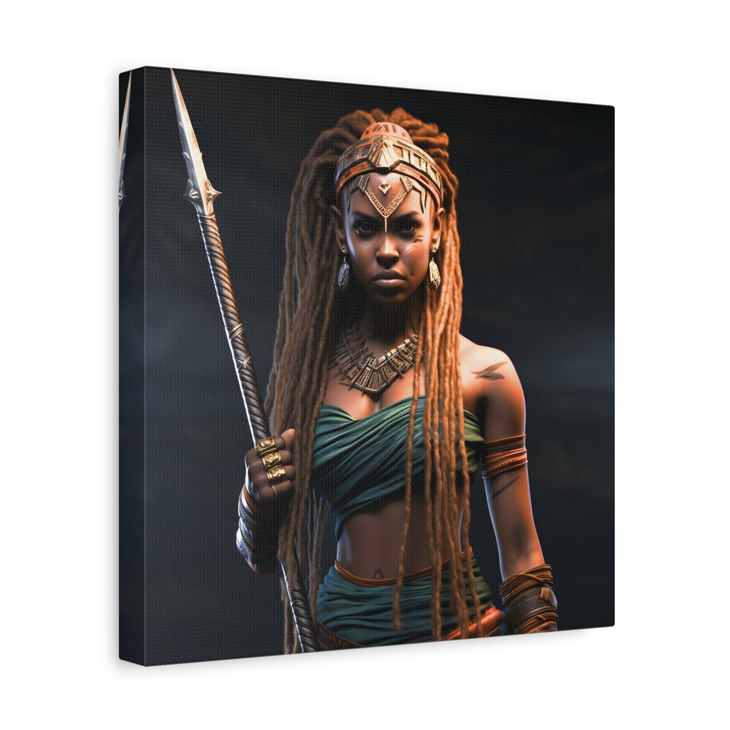 Warrior Queen Stretched Canvas Wall Art Print, Warrior Decor, Wall Art, Home Decor, Unique Gift, African Goddess