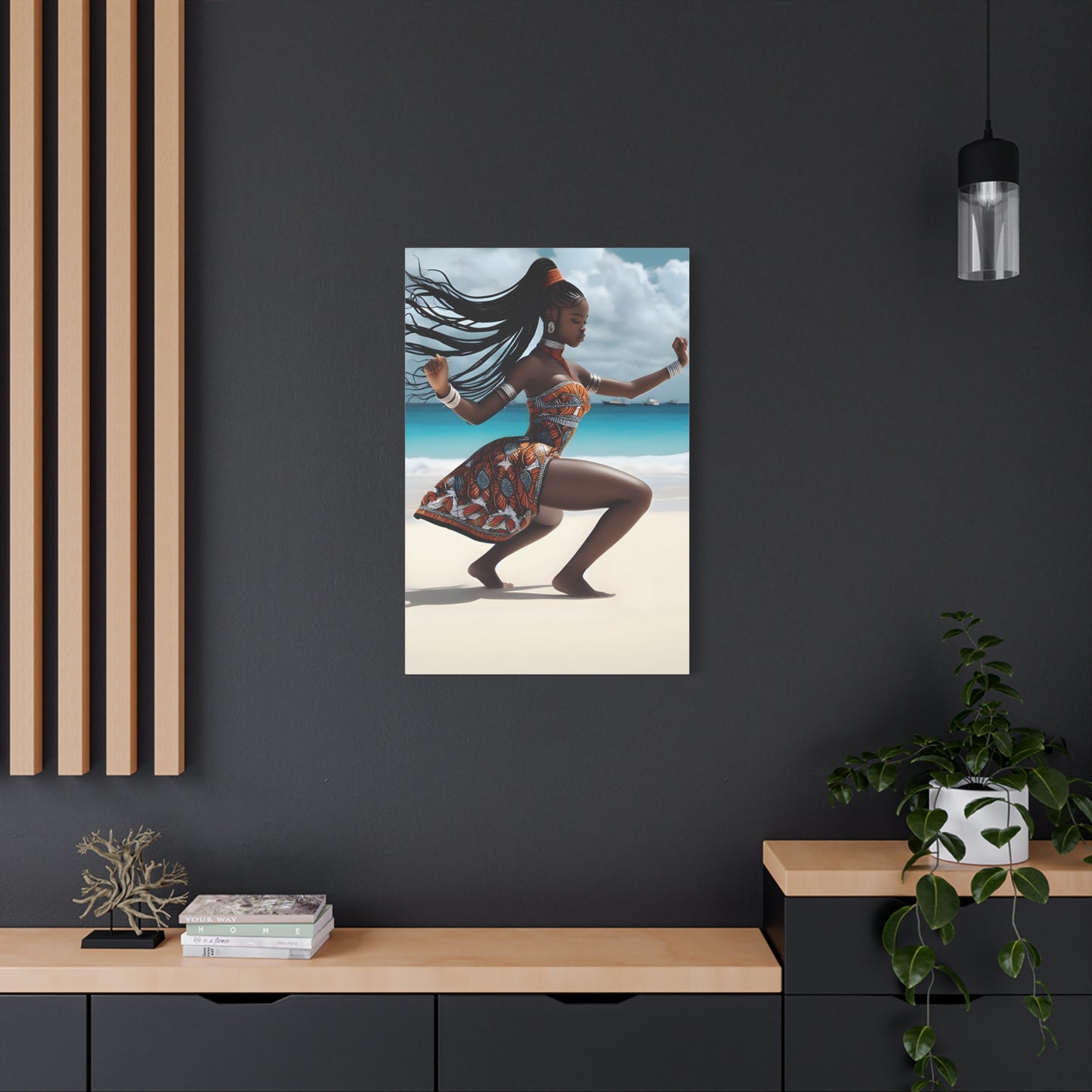 Artistic Canvas Wall Art, Home Decor, African Culture, Beach Vibe, Unique Gift, Modern Aesthetic