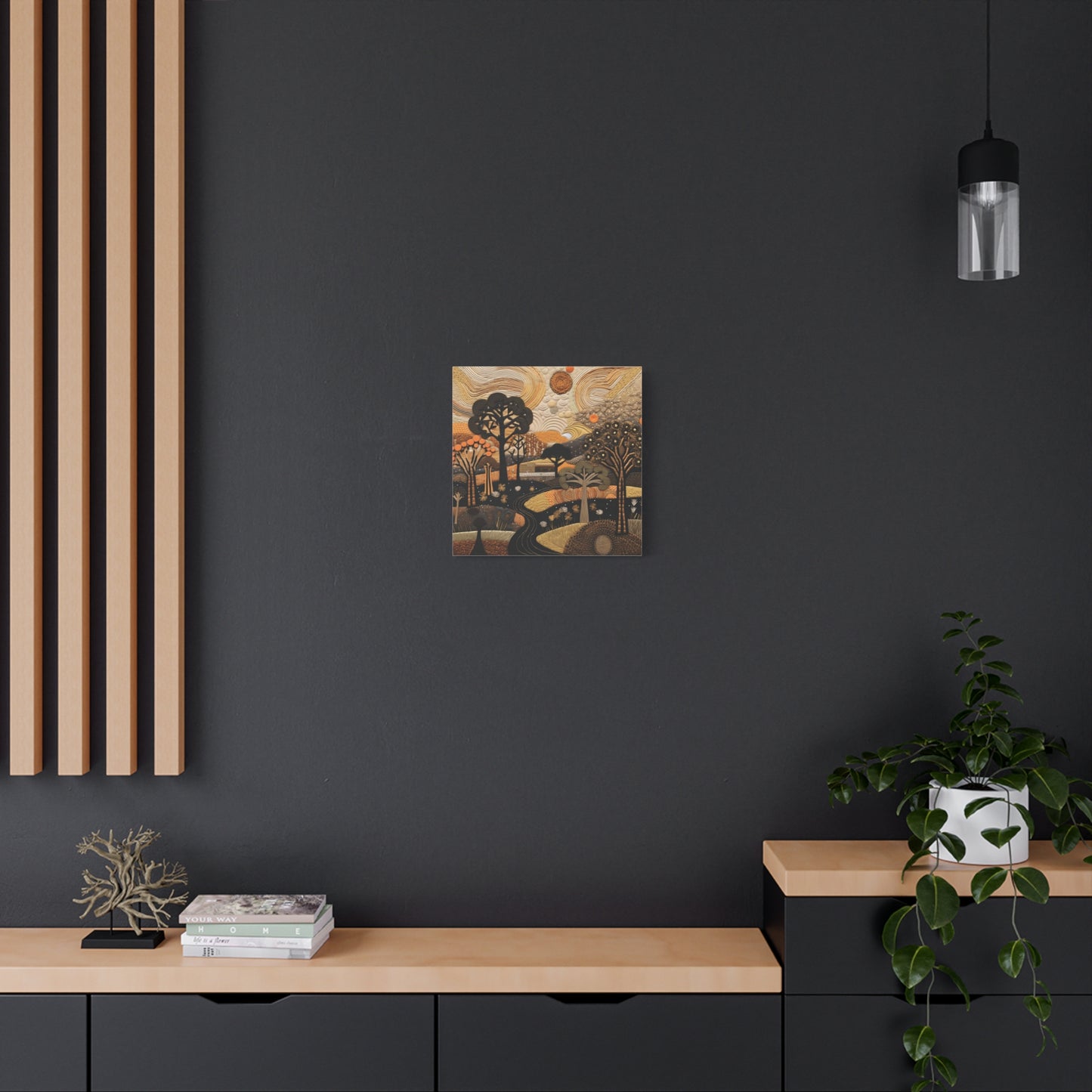 Artistic African Landscape Wall Art Canvas Print, Home Decor, Nature Landscape, Cozy Vibes, Gift for Art Lovers, Fall Decor, Unique Artwork