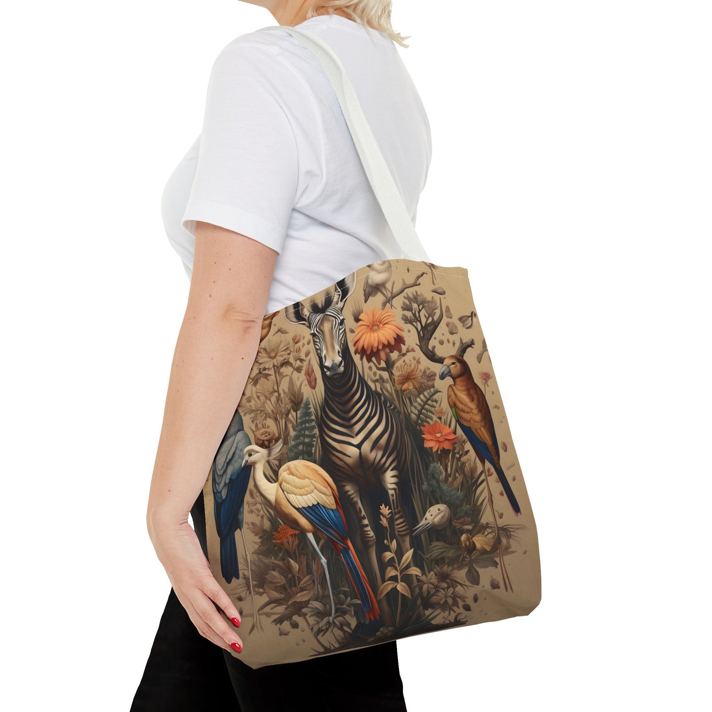 Wildlife Art Tote Bag, Eco-Friendly Shopper, Animal Print Handbag, Nature-Lover Gift, Colorful Summer Accessory