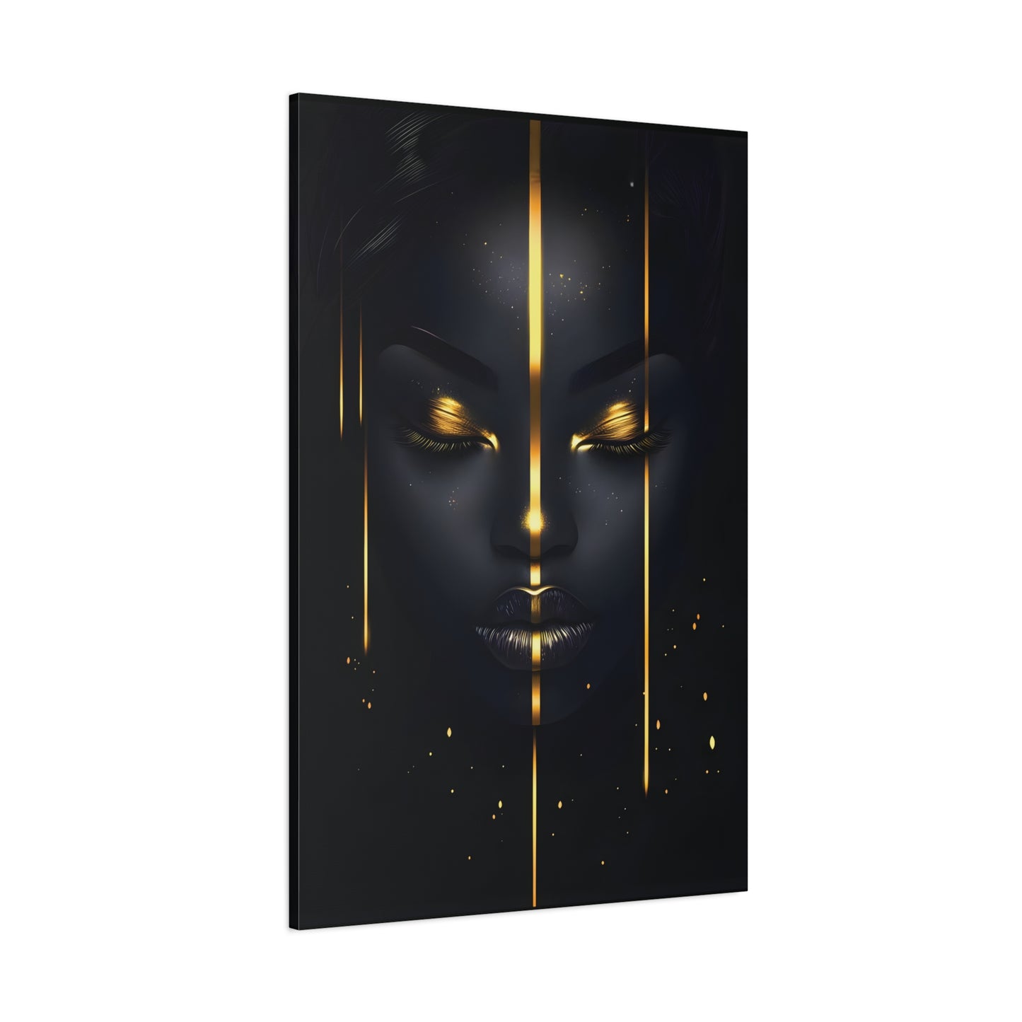 Afrocentric Black Gold Wall Art – Elegant African Woman with Gold Accents, Minimalist Wall Decor, Modern Home Aesthetic, Gift for Art Lovers, Thoughtful Housewarming Present