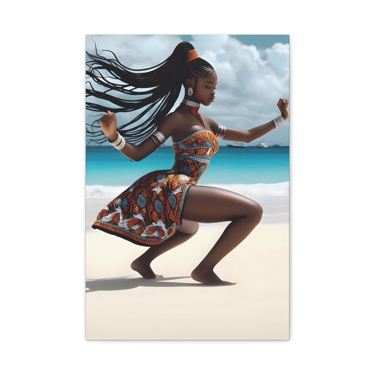 Artistic Canvas Wall Art, Home Decor, African Culture, Beach Vibe, Unique Gift, Modern Aesthetic