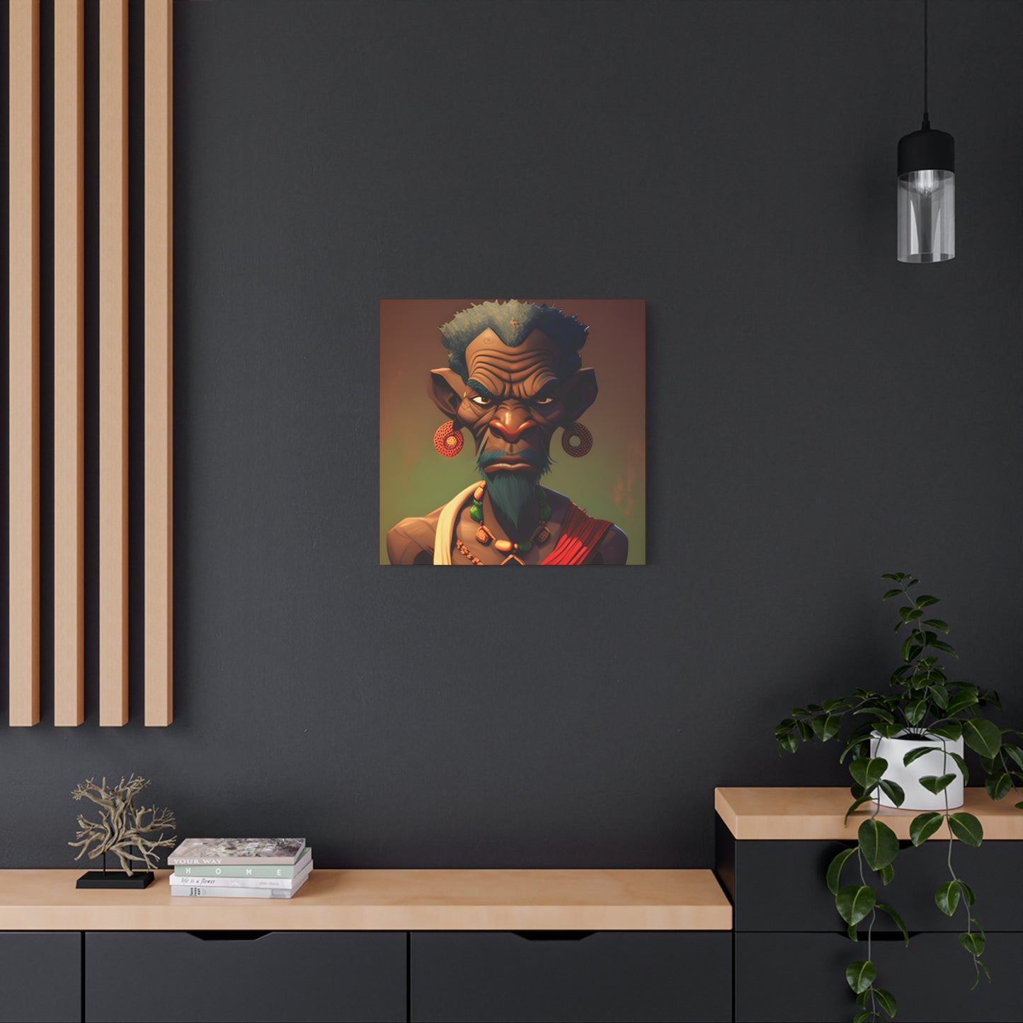 Afro Futurist Tribal Elder Portrait – Bold African Character Art Canvas Print, Home Decor, Ethnic Portrait, African Culture Print, Art Gift for Collectors