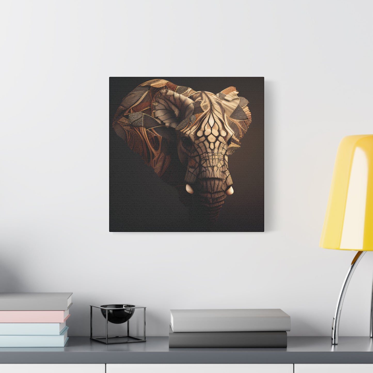 Tribal Elephant Wall Art – Intricate African Animal Canvas Print, Unique Wall Art, Home Decor, Gift for Animal Lovers, Nature-Inspired Artwork