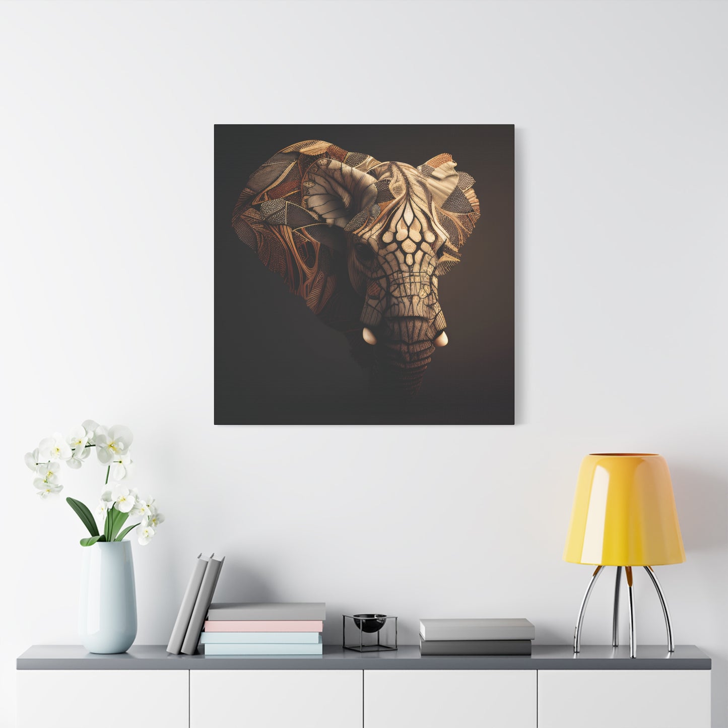 Tribal Elephant Wall Art – Intricate African Animal Canvas Print, Unique Wall Art, Home Decor, Gift for Animal Lovers, Nature-Inspired Artwork