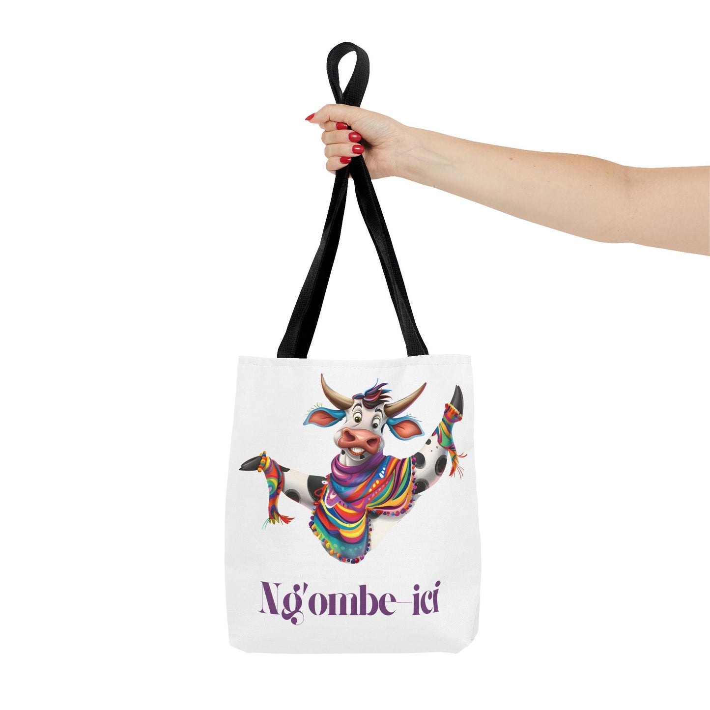 Funny Ngombe-ici Cow Tote Bag, Fun Eco-Friendly Shopping Bag, Animal Lover Gift, Festival Tote, Cute Cow Design, Mochila de Vaca