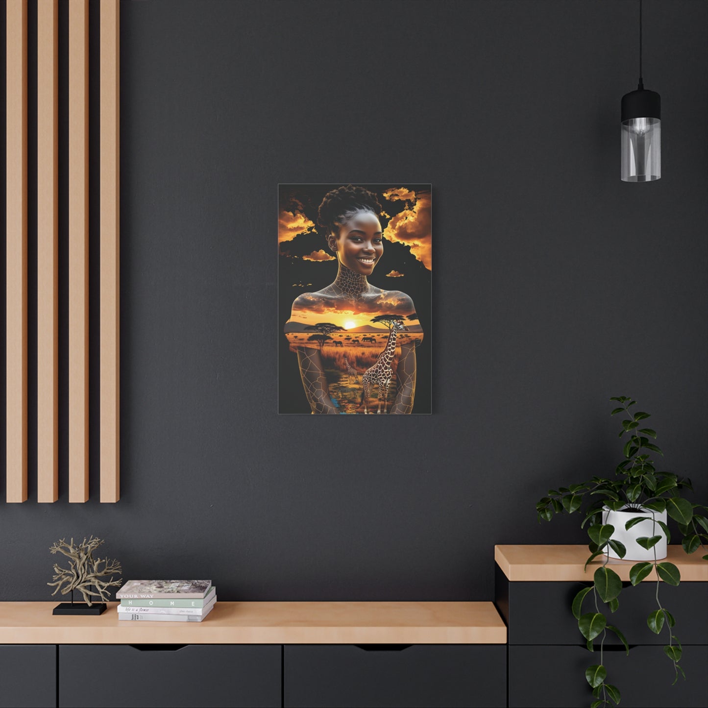 Afro Sunset Serenade Canvas Art, Inspiring Home Decor, Unique Gift, Nature Lover's Wall Art, Bohemian Chic, Animal Art, African Art