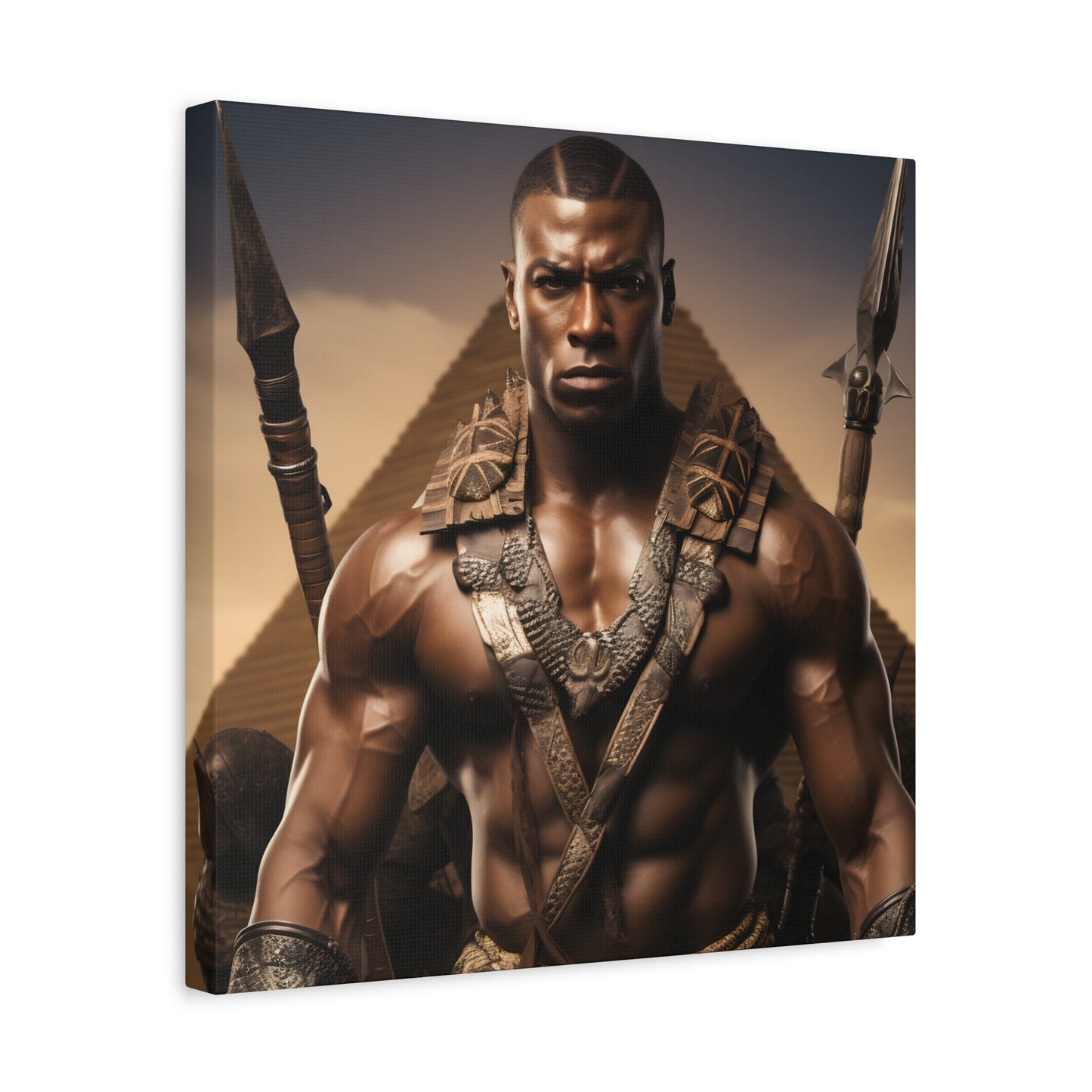 Tribal Strength & Pyramids Heroic Wall Art Canvas - Inspirational Decor for Home, Office, Gift for Art Lovers, Black History Month, Masculine Home Decor
