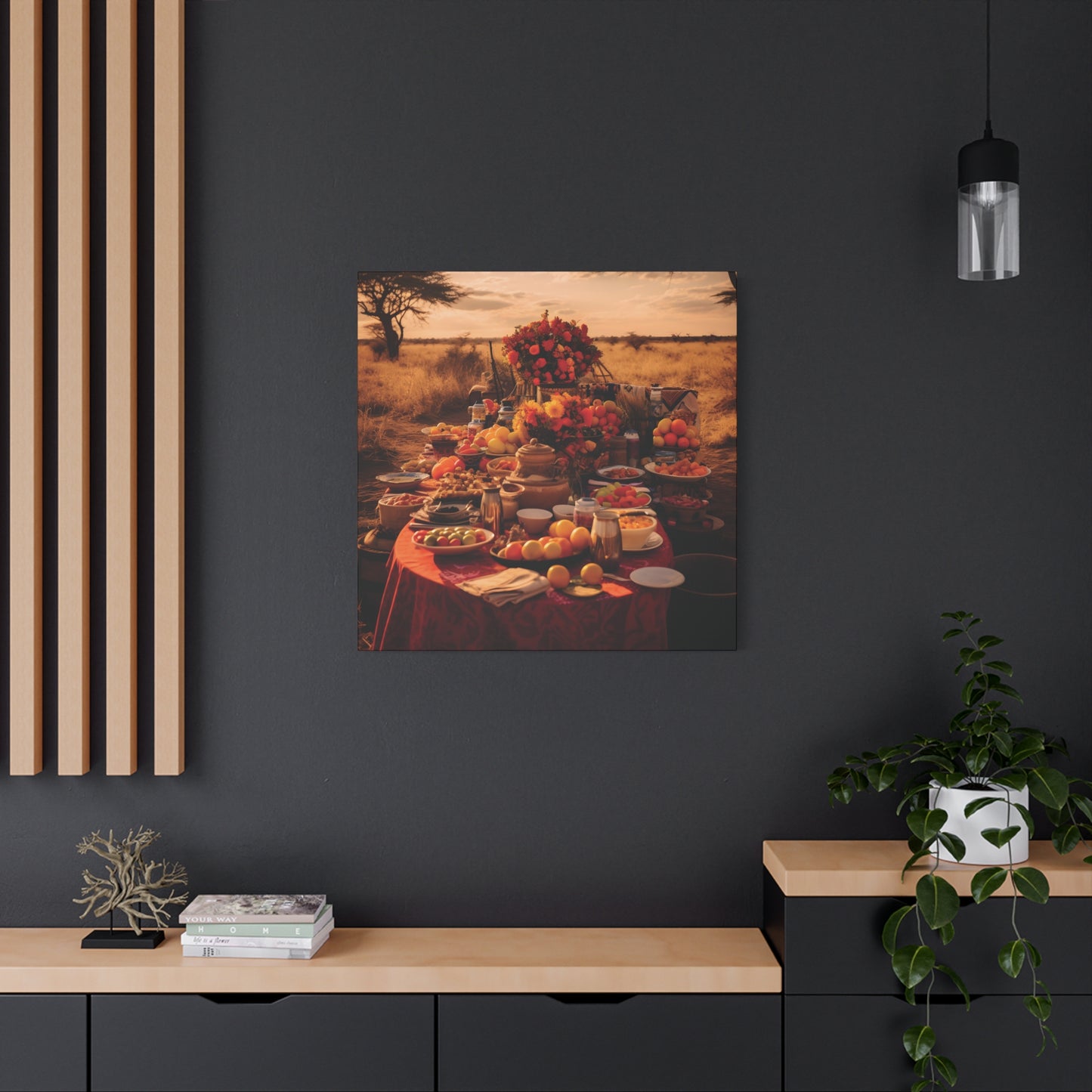 Afrocentric Food Art Print – Bold Culinary Canvas Wall Art, Home Decor, Nature Landscape, Kitchen Wall Decor, Gift for Foodies, Farmhouse Style