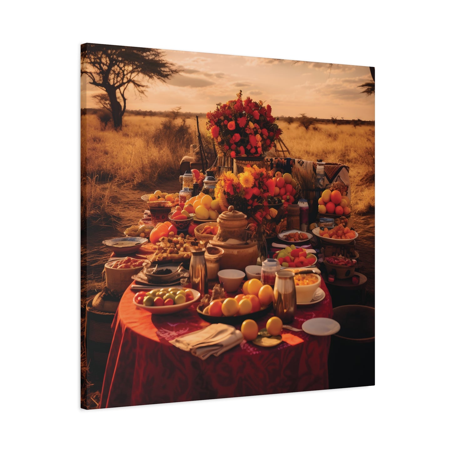 Afrocentric Food Art Print – Bold Culinary Canvas Wall Art, Home Decor, Nature Landscape, Kitchen Wall Decor, Gift for Foodies, Farmhouse Style