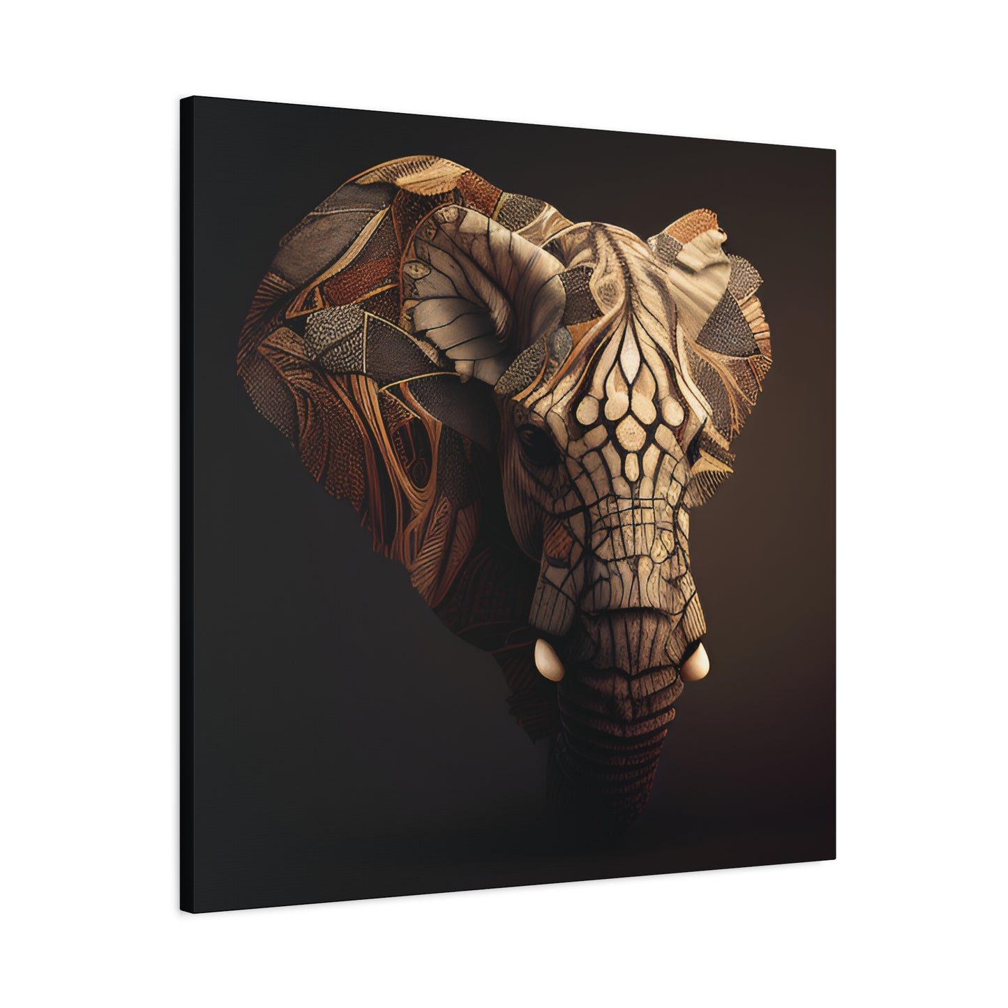 Tribal Elephant Wall Art – Intricate African Animal Canvas Print, Unique Wall Art, Home Decor, Gift for Animal Lovers, Nature-Inspired Artwork
