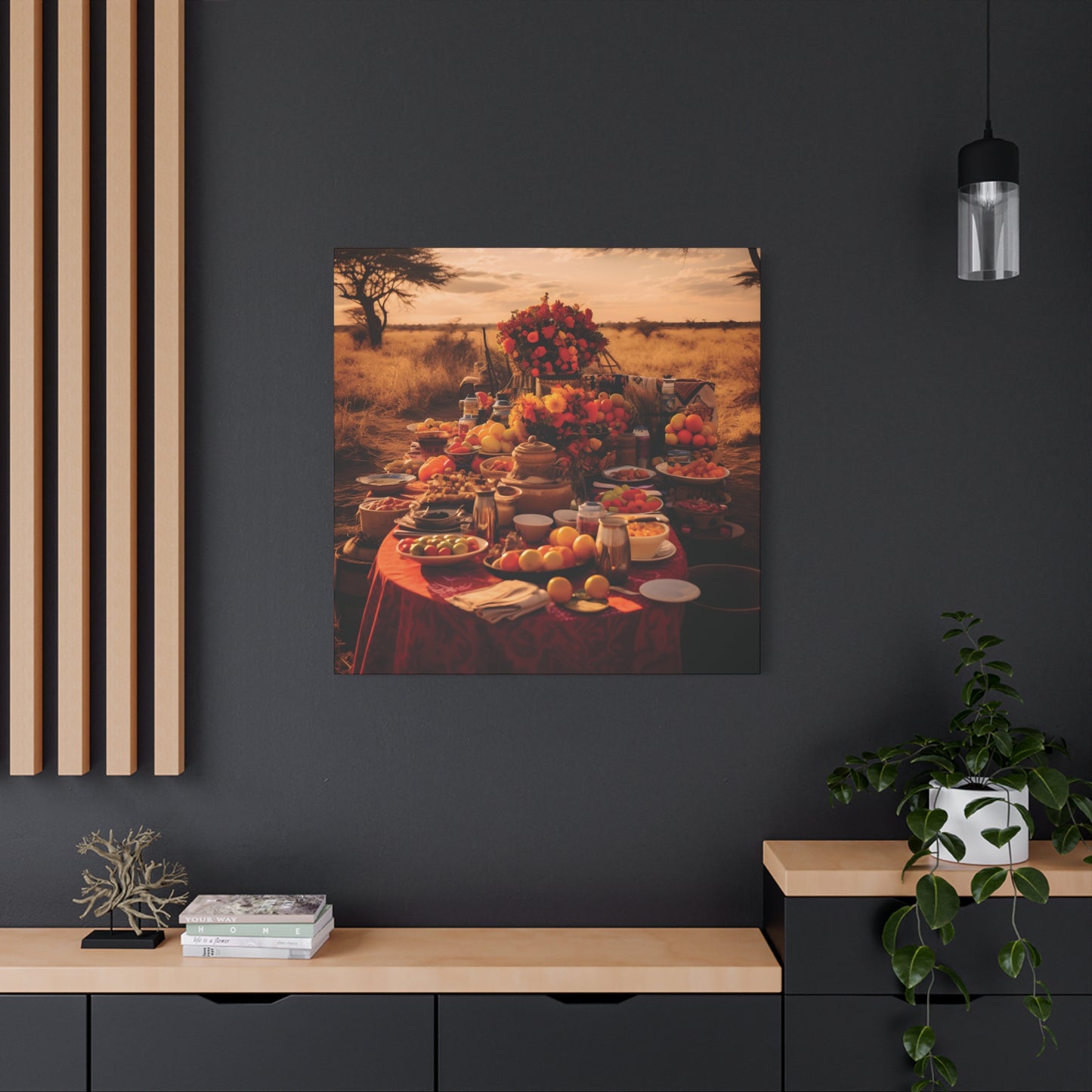 Afrocentric Food Art Print – Bold Culinary Canvas Wall Art, Home Decor, Nature Landscape, Kitchen Wall Decor, Gift for Foodies, Farmhouse Style
