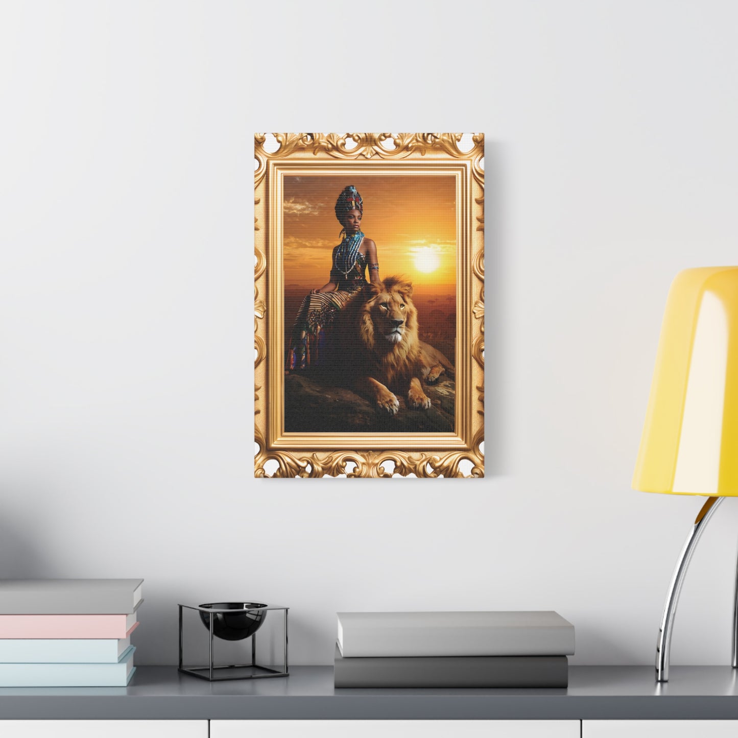 African Queen Lion Wall Art, Matte Canvas Print, Home Decor, Gallery Wall Art, Unique Gift, Boho Decor, Majestic Artwork