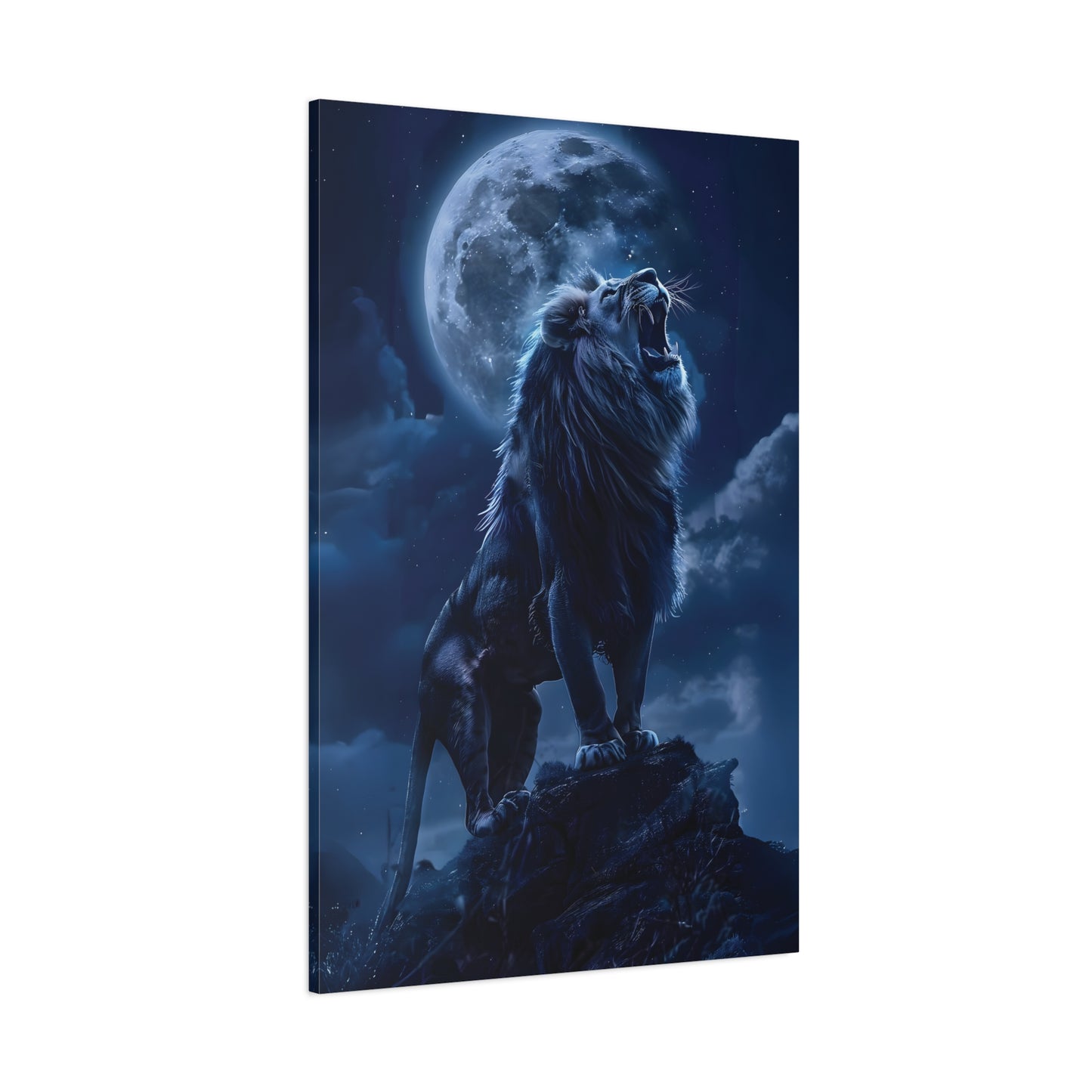 Majestic Lion Canvas Art Print, Home Decor, Wall Art, Animal Lover Gift, Moonlit Landscape, Office Wall Decoration, Afro Art