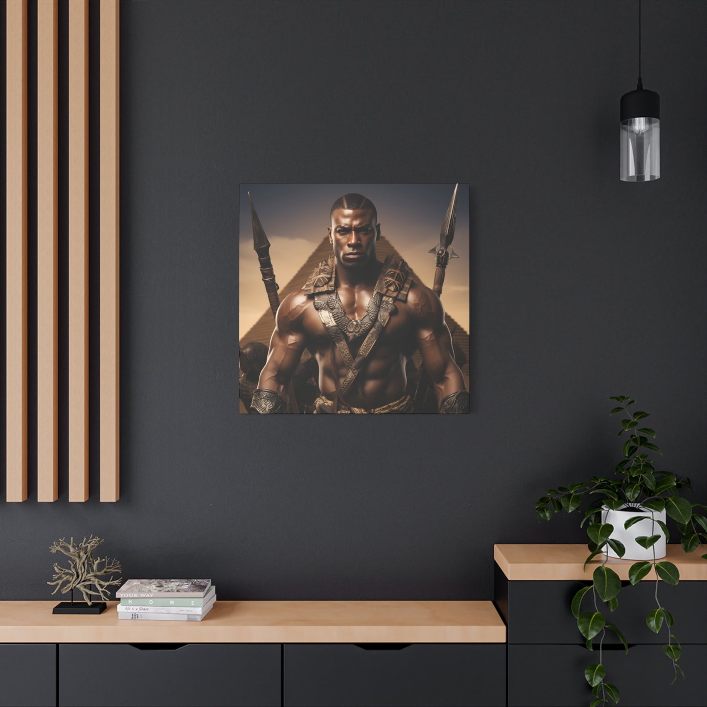 Tribal Strength & Pyramids Heroic Wall Art Canvas - Inspirational Decor for Home, Office, Gift for Art Lovers, Black History Month, Masculine Home Decor