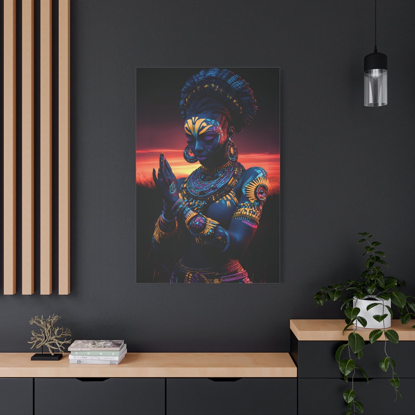 AfricanTribal Woman Canvas Wall Art, Boho Decor, Afrocentric Home Gift, Eclectic Art Piece, Unique Wall Decor, Gallery Wall Accent