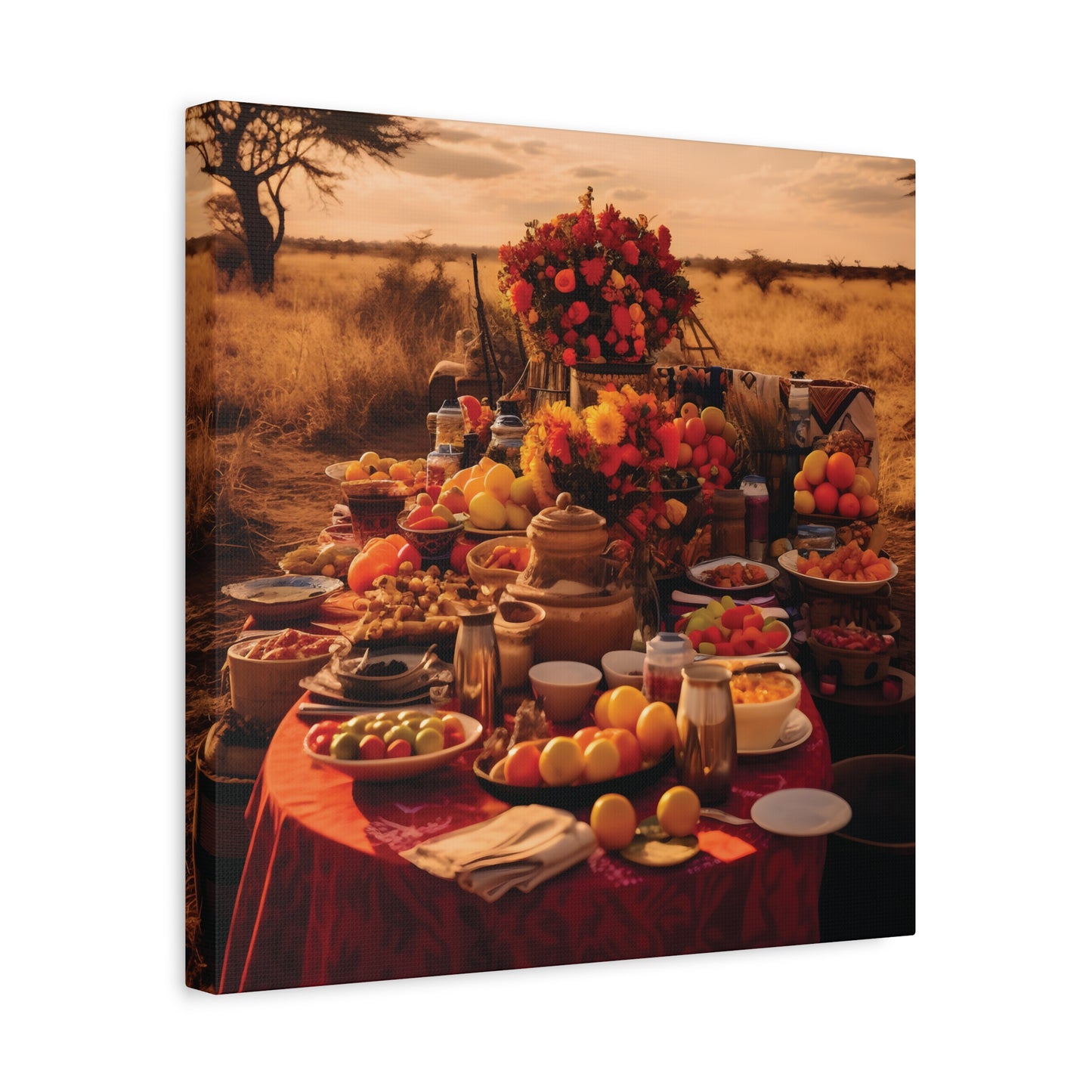 Afrocentric Food Art Print – Bold Culinary Canvas Wall Art, Home Decor, Nature Landscape, Kitchen Wall Decor, Gift for Foodies, Farmhouse Style