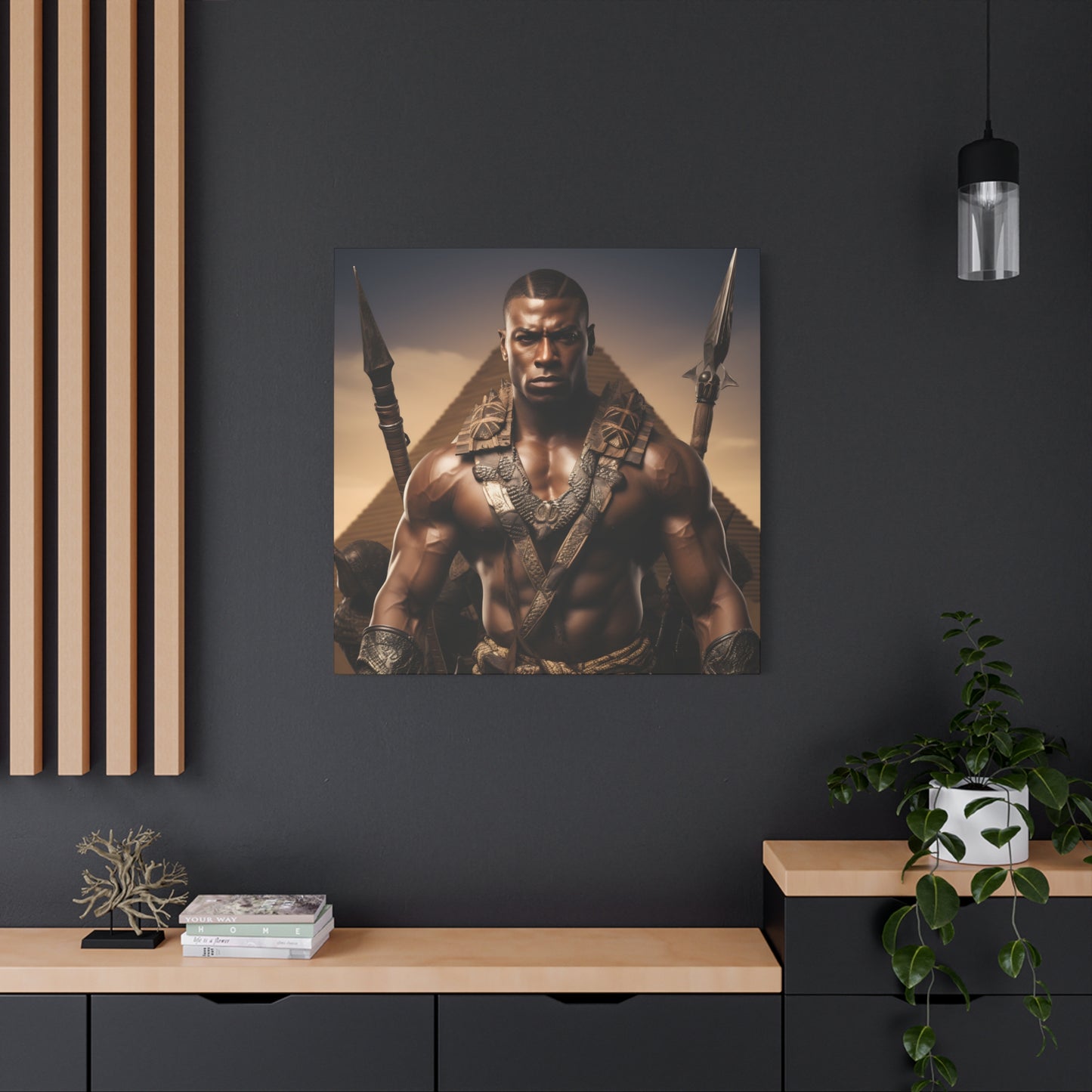 Tribal Strength & Pyramids Heroic Wall Art Canvas - Inspirational Decor for Home, Office, Gift for Art Lovers, Black History Month, Masculine Home Decor