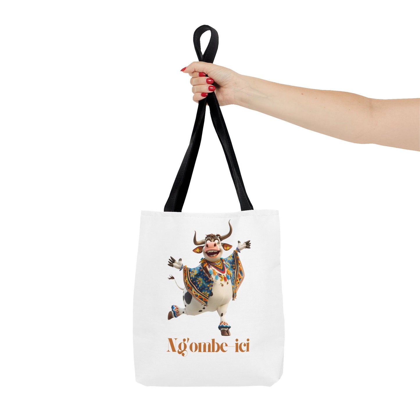 Ngombe-ici Whimsical Cow Tote Bag, Fun Eco-Friendly Shopping Bag, Animal Lover Gift, Festival Tote, Cute Cow Design, Mochila de Vaca