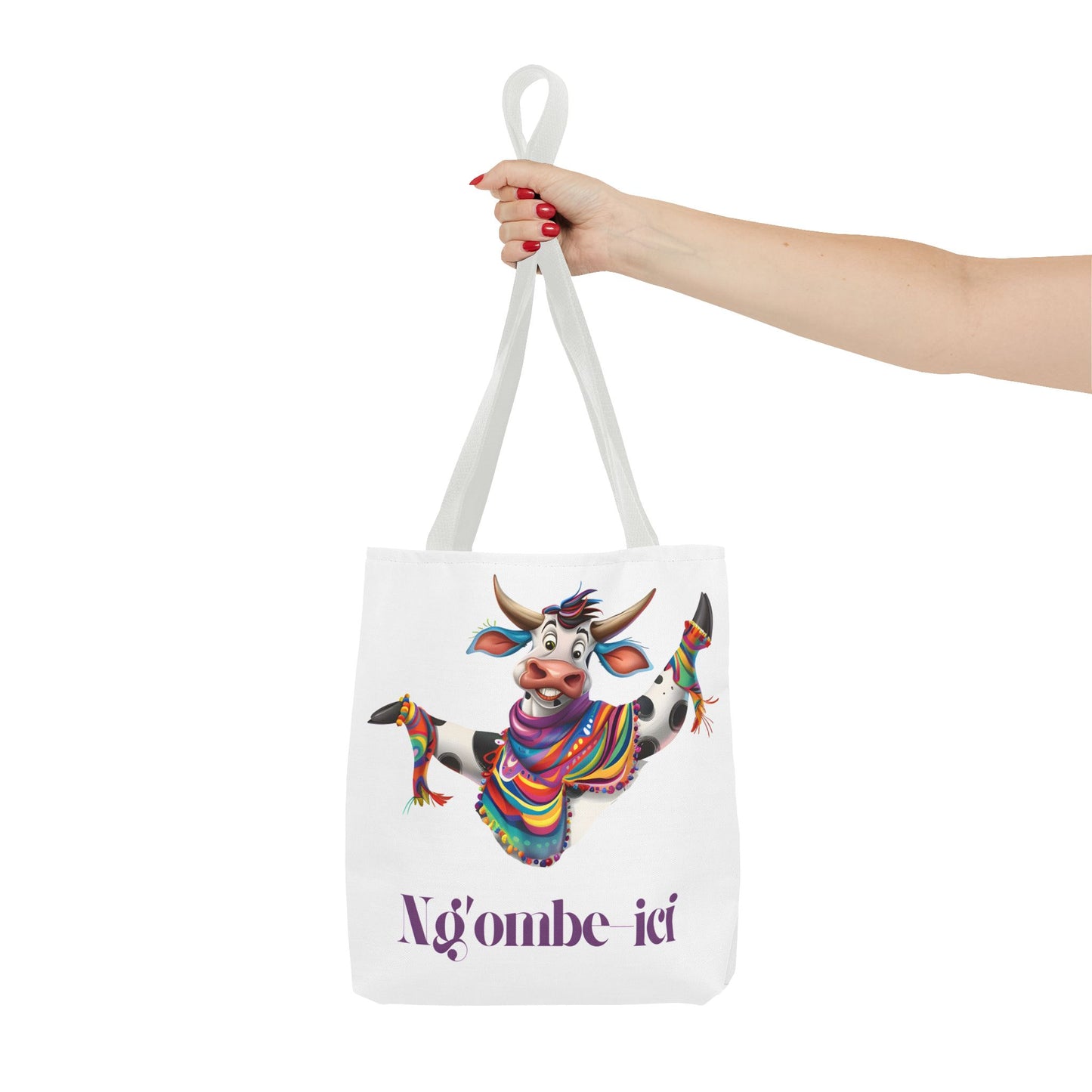 Funny Ngombe-ici Cow Tote Bag, Fun Eco-Friendly Shopping Bag, Animal Lover Gift, Festival Tote, Cute Cow Design, Mochila de Vaca