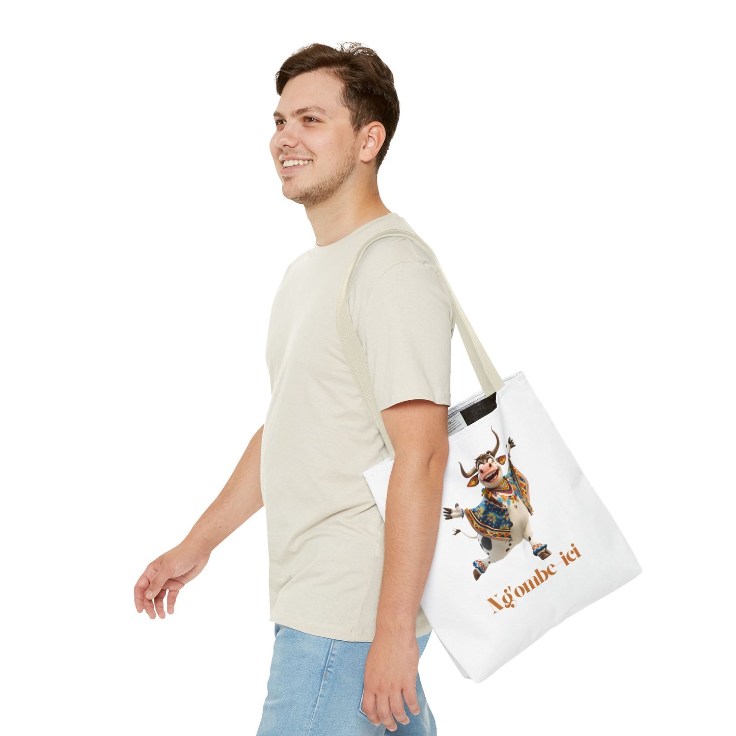 Ngombe-ici Whimsical Cow Tote Bag, Fun Eco-Friendly Shopping Bag, Animal Lover Gift, Festival Tote, Cute Cow Design, Mochila de Vaca