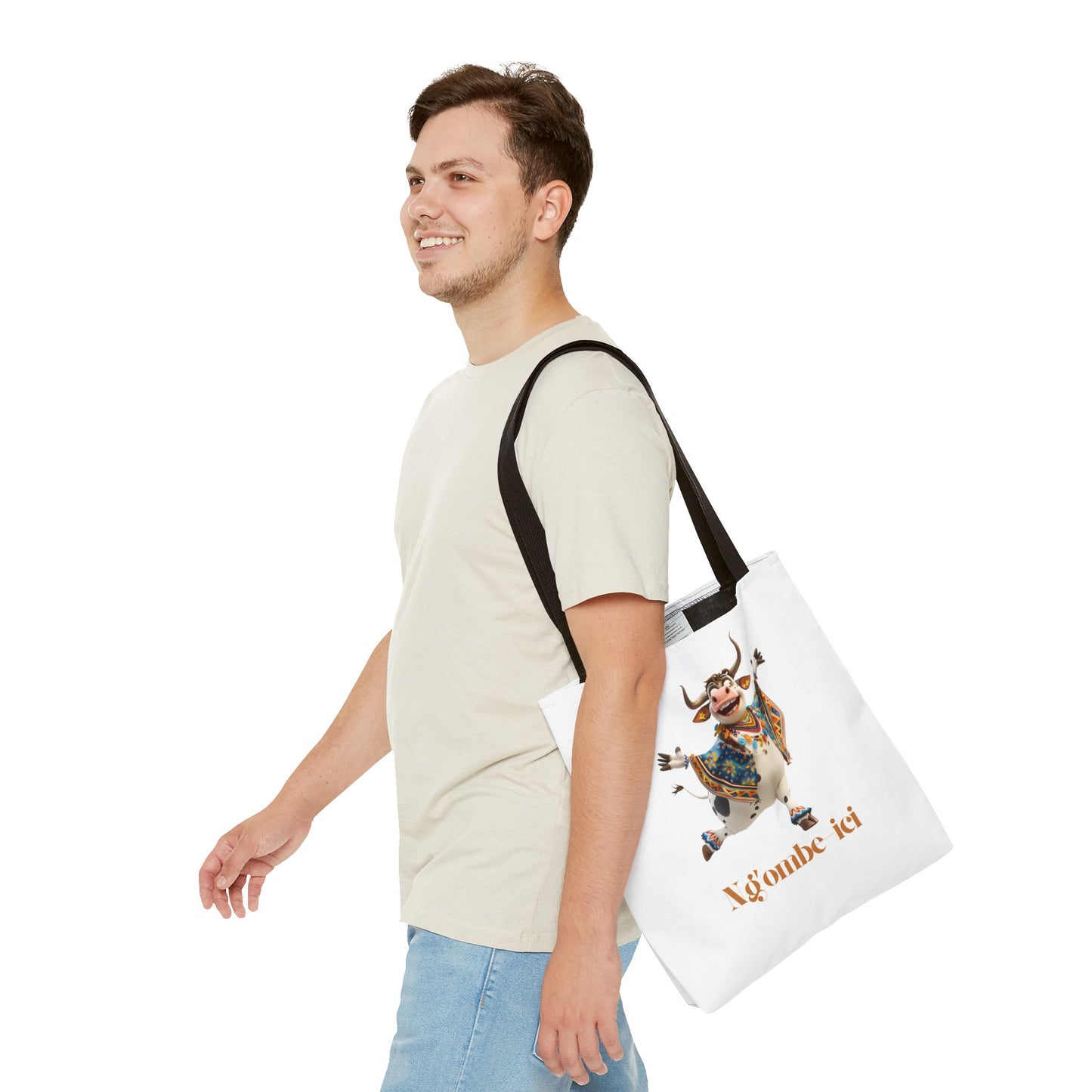 Ngombe-ici Whimsical Cow Tote Bag, Fun Eco-Friendly Shopping Bag, Animal Lover Gift, Festival Tote, Cute Cow Design, Mochila de Vaca