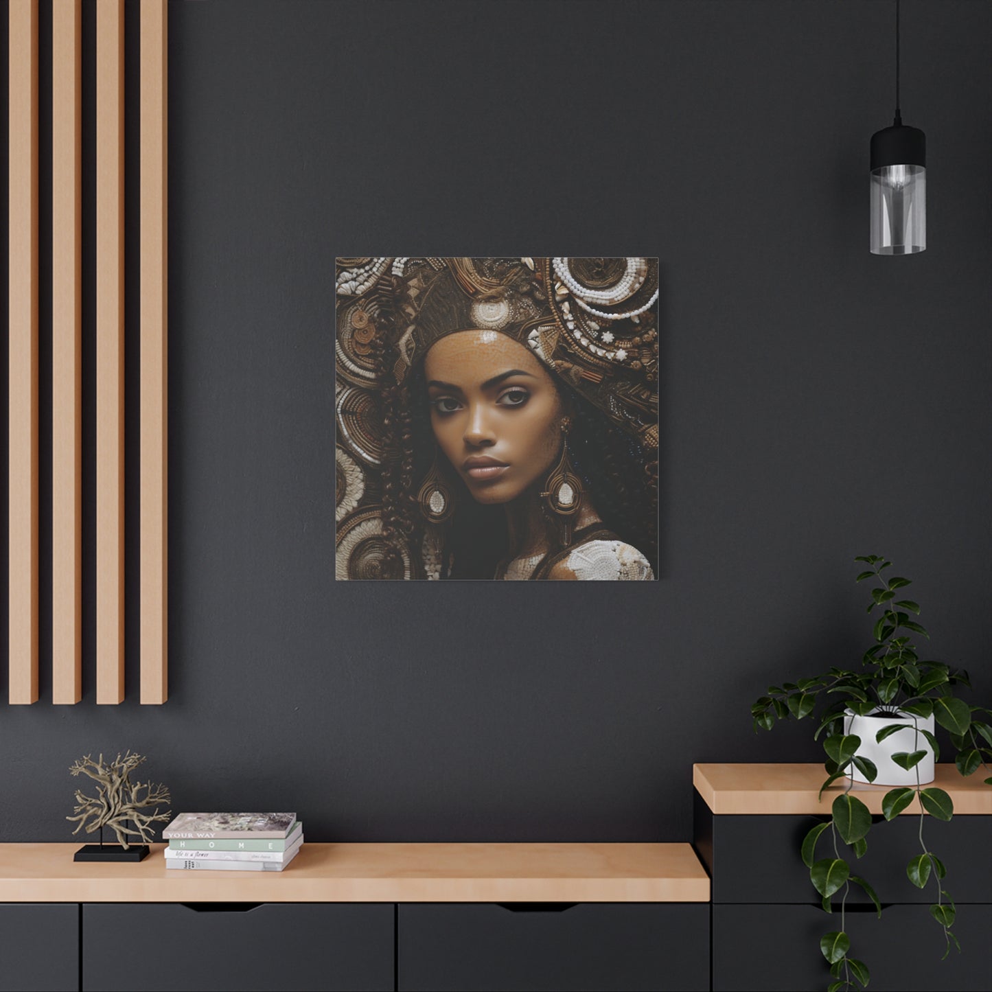 African Royal Matte Canvas – Melanin Queen Wall Art Canvas, Home Decor, Bohemian Style, Unique Gift, Modern Art, Gallery Wall