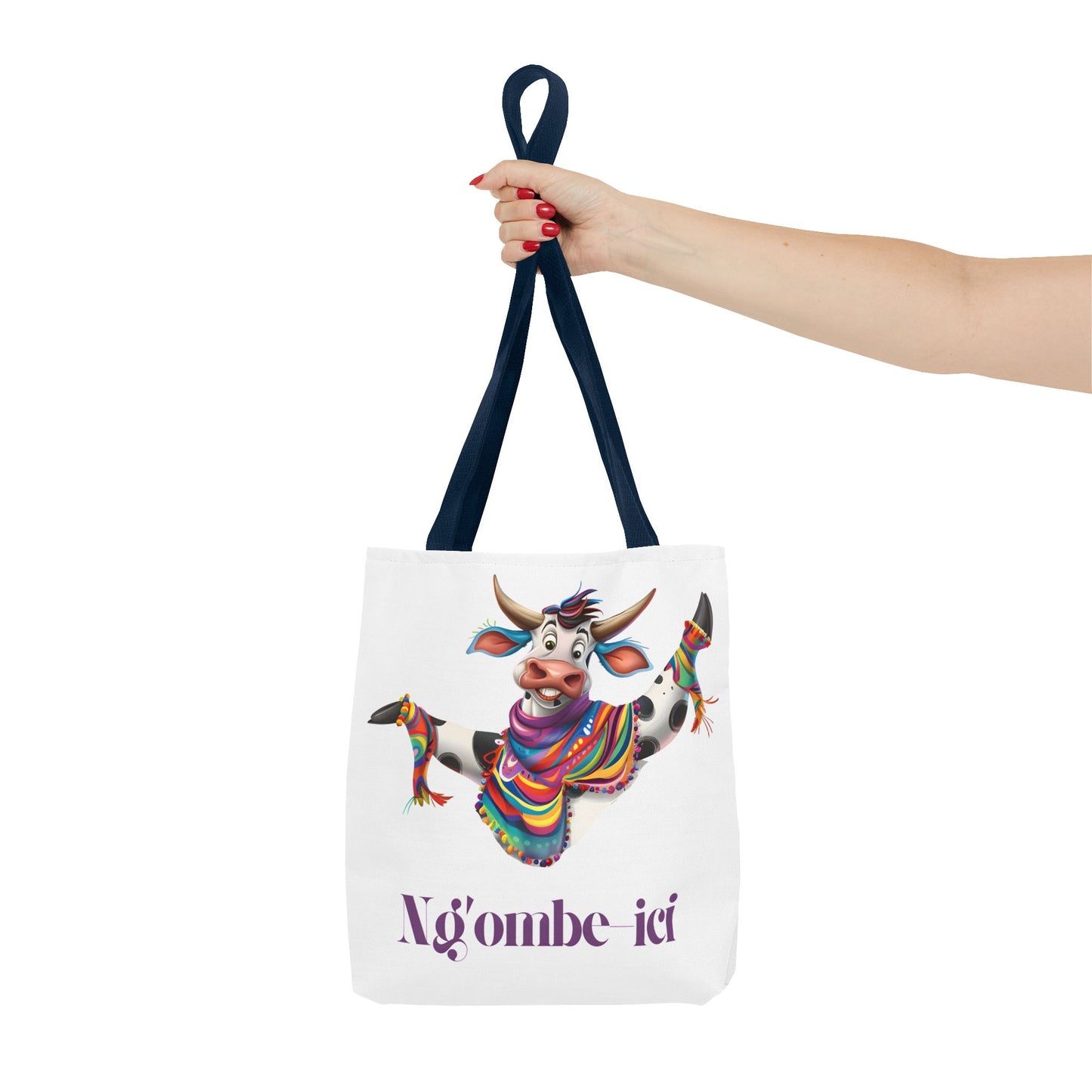 Funny Ngombe-ici Cow Tote Bag, Fun Eco-Friendly Shopping Bag, Animal Lover Gift, Festival Tote, Cute Cow Design, Mochila de Vaca