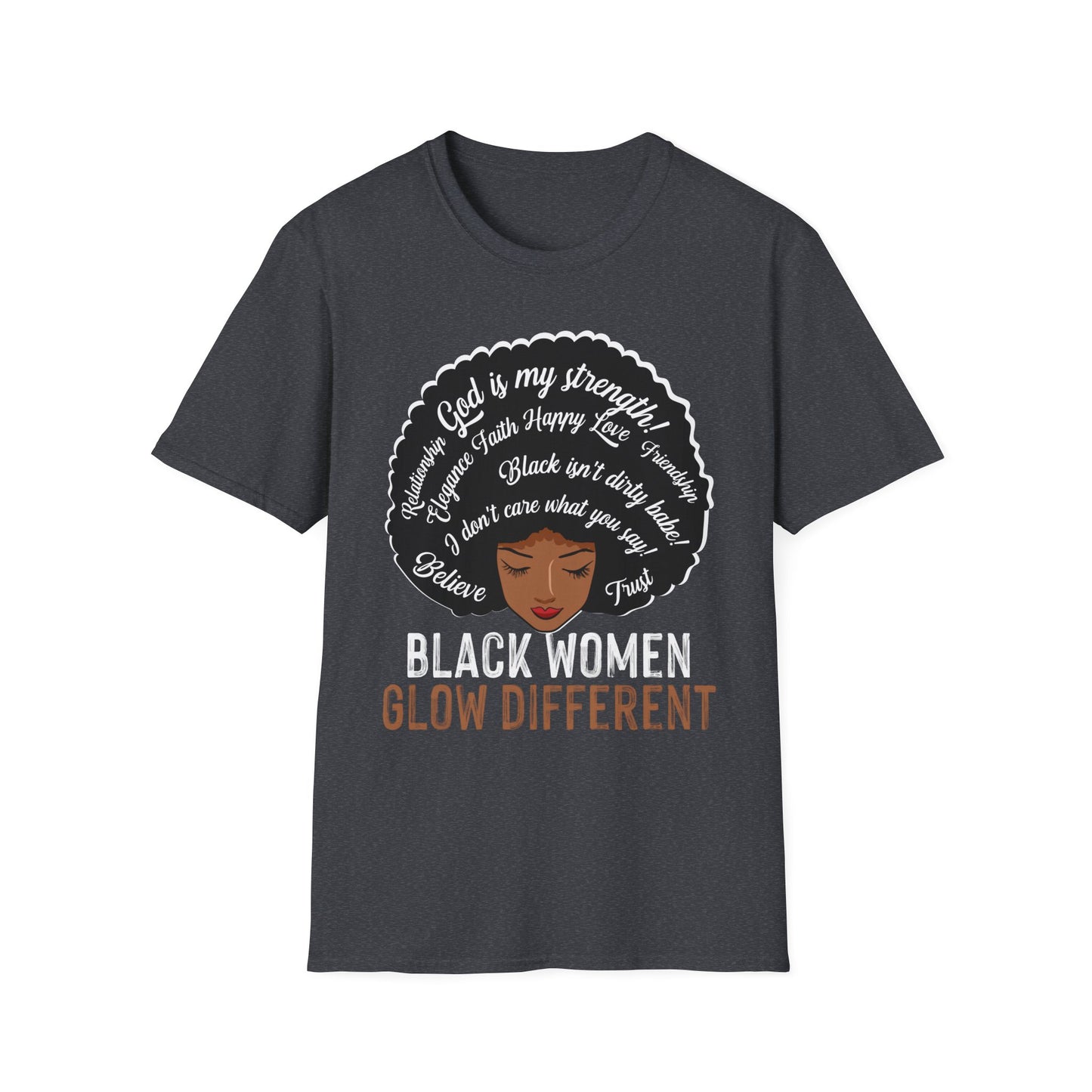 Black Women Glow Different Unisex Softstyle T-Shirt