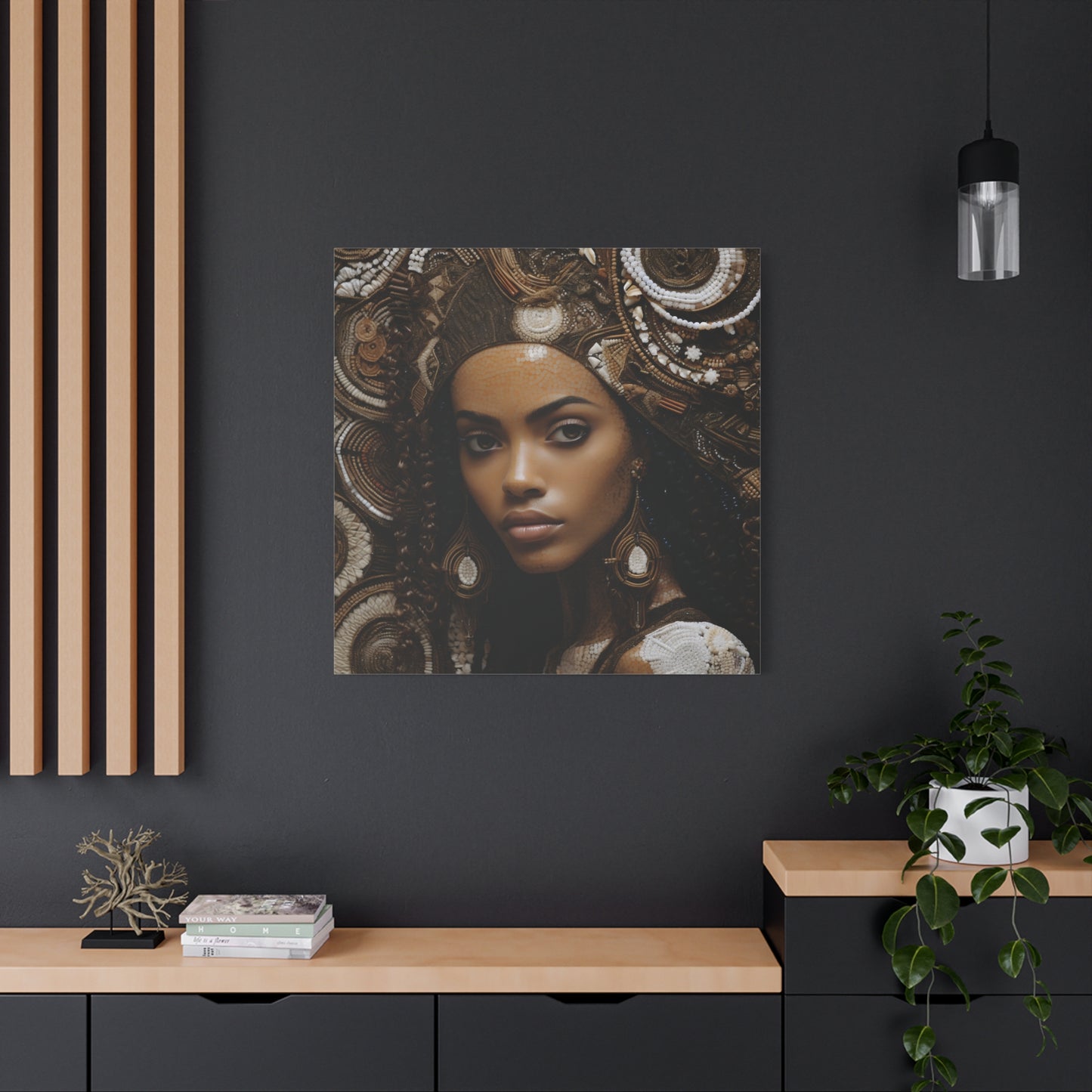 African Royal Matte Canvas – Melanin Queen Wall Art Canvas, Home Decor, Bohemian Style, Unique Gift, Modern Art, Gallery Wall