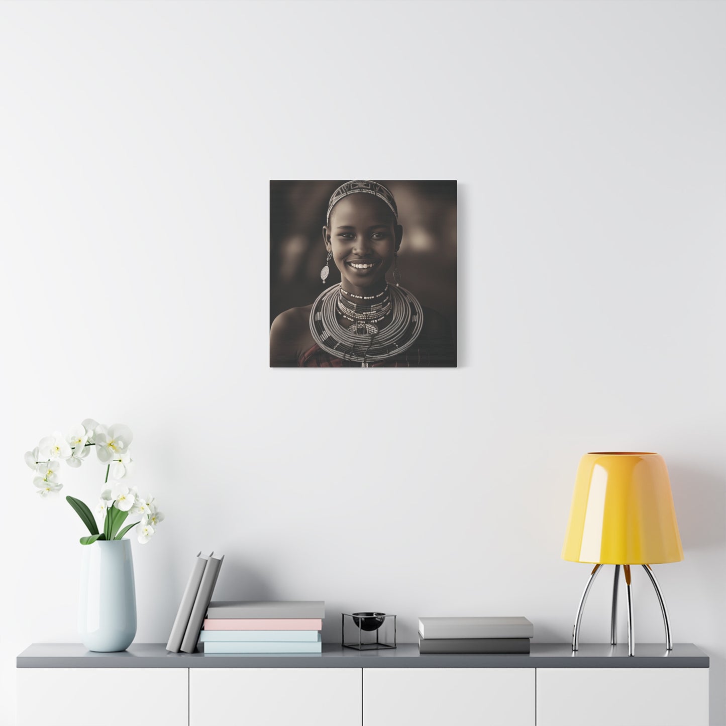 Stretched Canvas Art Print of a Smiling Maasai Woman, Ethnic Wall Décor, Home, Office, Cultural Celebration, Gift Idea