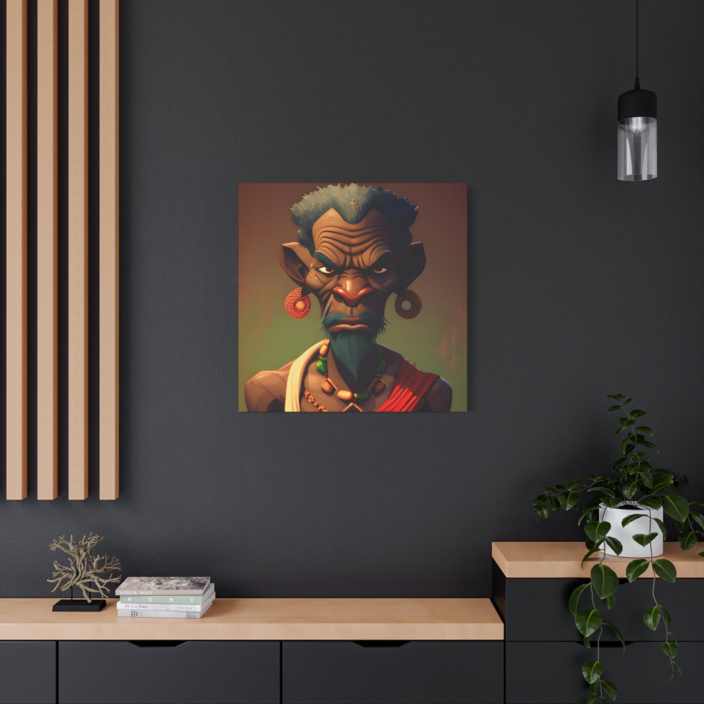 Afro Futurist Tribal Elder Portrait – Bold African Character Art Canvas Print, Home Decor, Ethnic Portrait, African Culture Print, Art Gift for Collectors