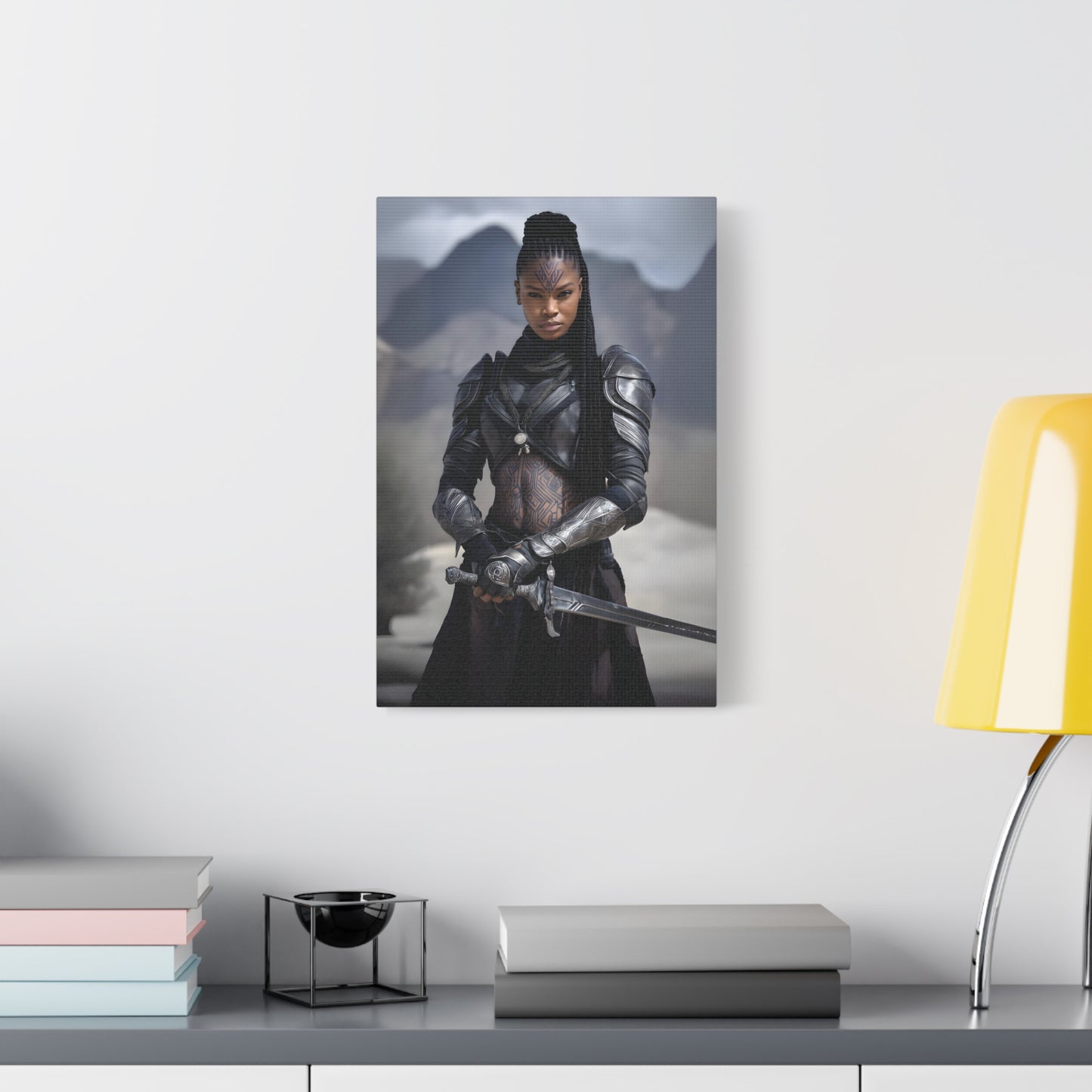Epic Warrior Art Canvas Print, Fantasy Wall Decor, Unique Home Decor, Gift for Fans, Adventurous Art Piece, Heroic Themed Art