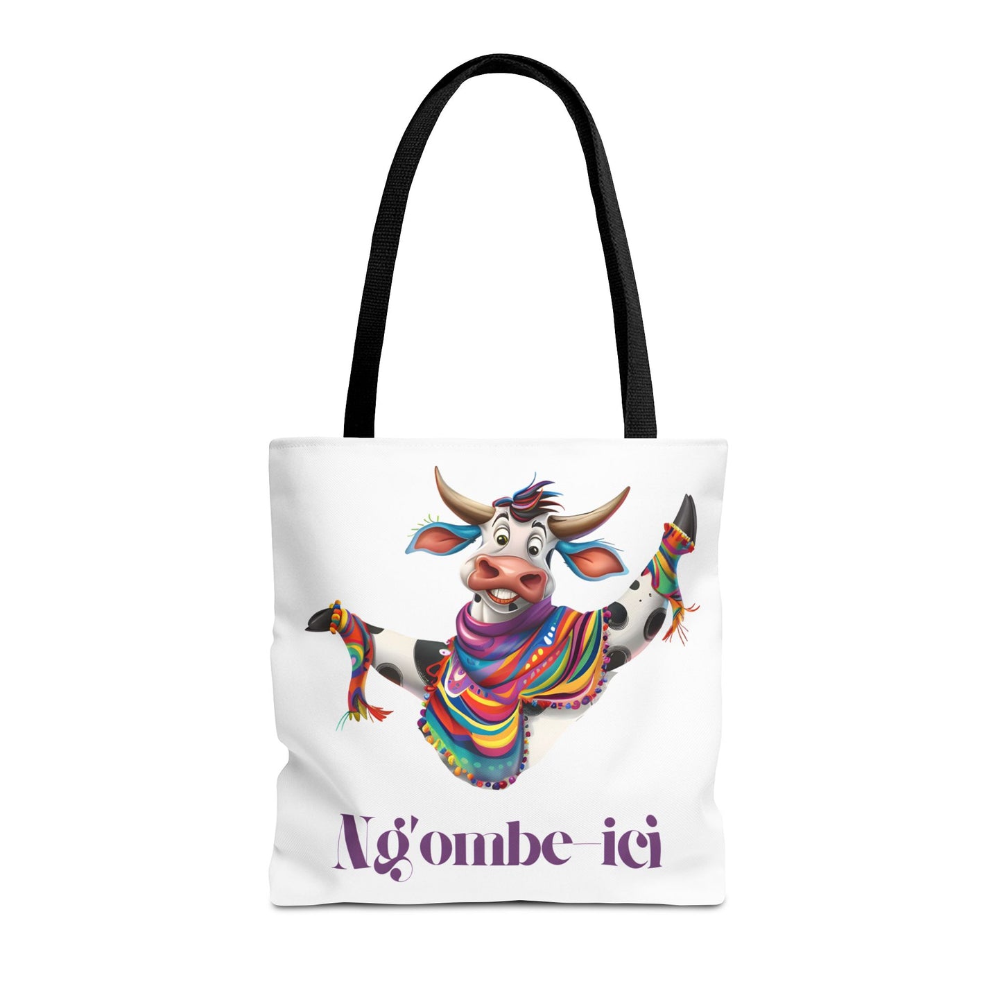 Funny Ngombe-ici Cow Tote Bag, Fun Eco-Friendly Shopping Bag, Animal Lover Gift, Festival Tote, Cute Cow Design, Mochila de Vaca