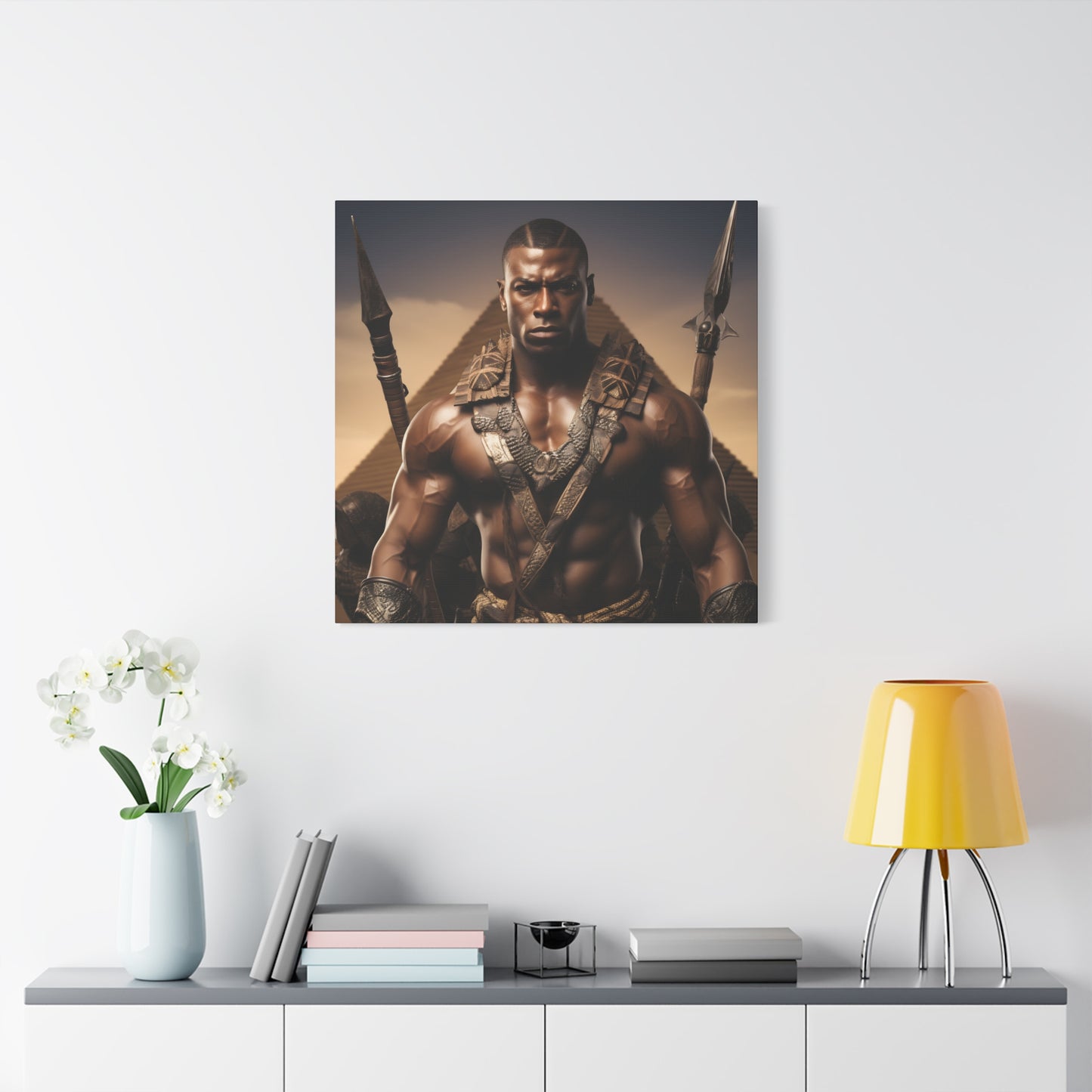 Tribal Strength & Pyramids Heroic Wall Art Canvas - Inspirational Decor for Home, Office, Gift for Art Lovers, Black History Month, Masculine Home Decor