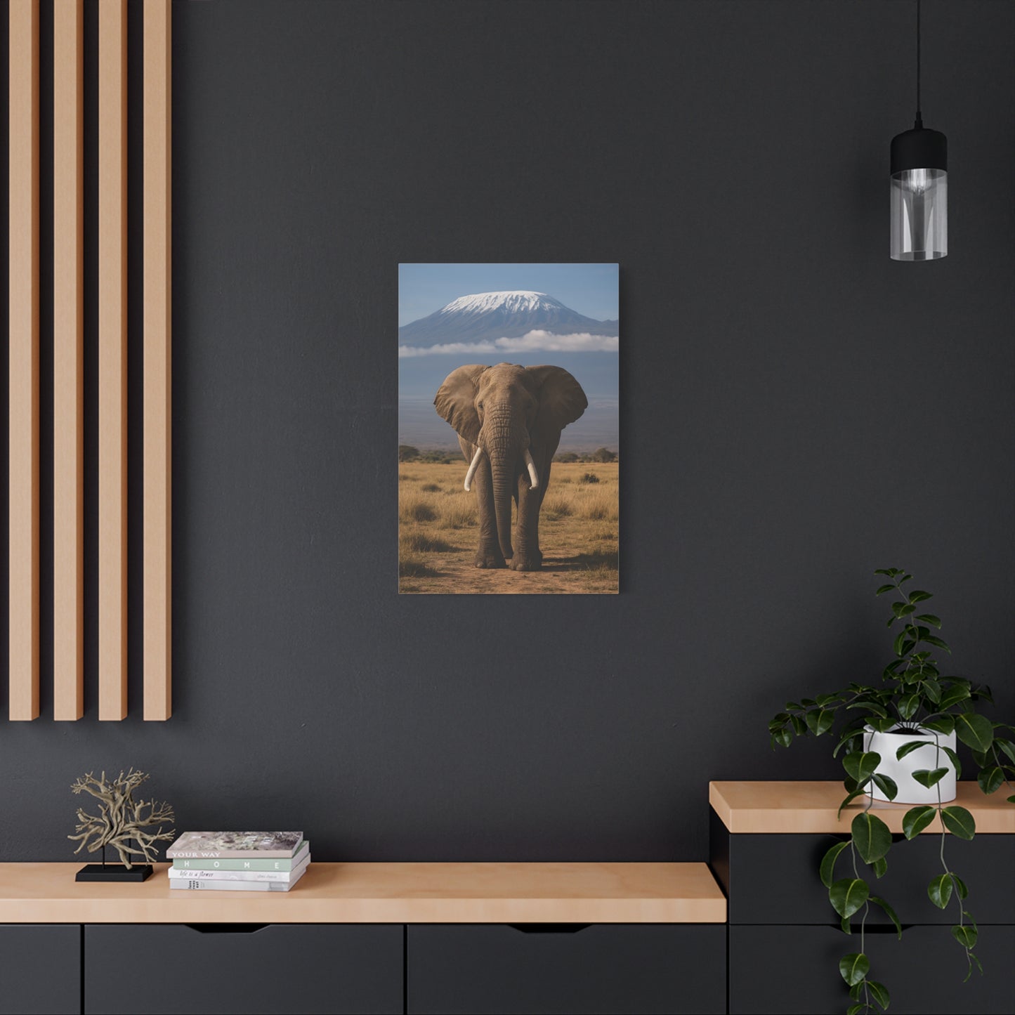 Stretched Canvas Art featuring Majestic Elephant and Kilimanjaro, Wildlife Decor, Nature Lover's Gift, Animal Wall Art, Home Decor, Nature Lovers