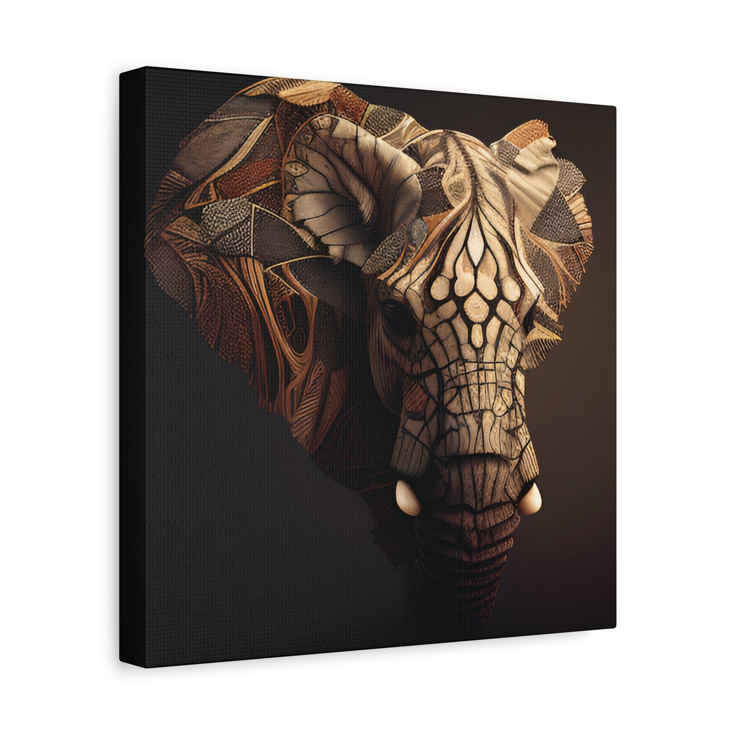 Tribal Elephant Wall Art – Intricate African Animal Canvas Print, Unique Wall Art, Home Decor, Gift for Animal Lovers, Nature-Inspired Artwork