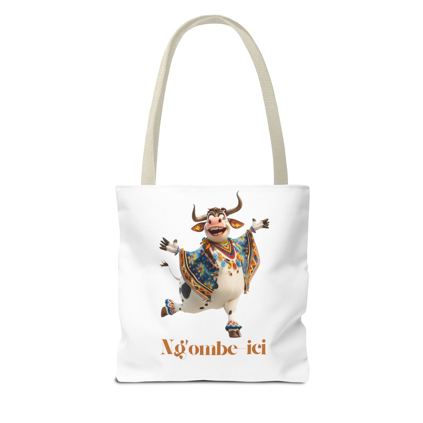 Ngombe-ici Whimsical Cow Tote Bag, Fun Eco-Friendly Shopping Bag, Animal Lover Gift, Festival Tote, Cute Cow Design, Mochila de Vaca