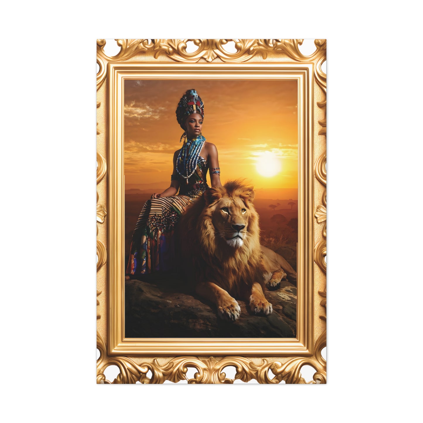 African Queen Lion Wall Art, Matte Canvas Print, Home Decor, Gallery Wall Art, Unique Gift, Boho Decor, Majestic Artwork