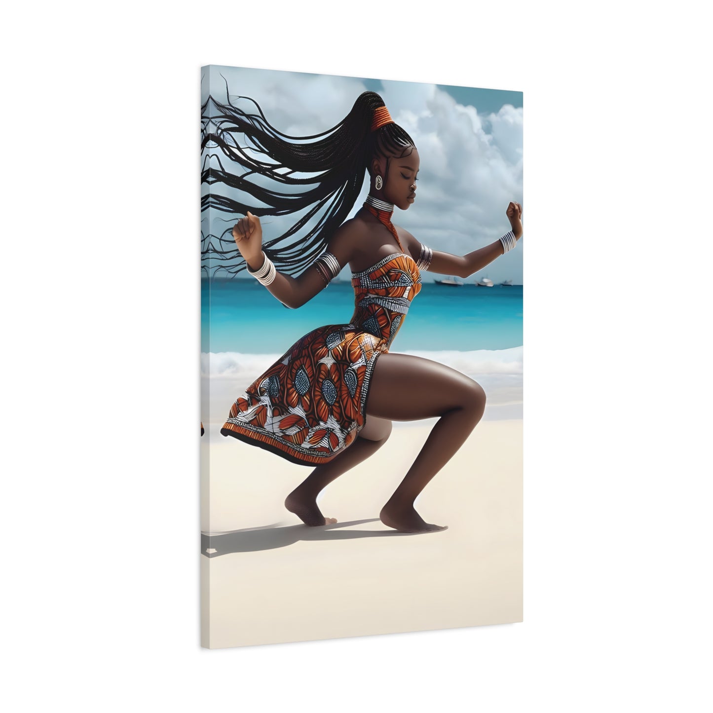 Artistic Canvas Wall Art, Home Decor, African Culture, Beach Vibe, Unique Gift, Modern Aesthetic