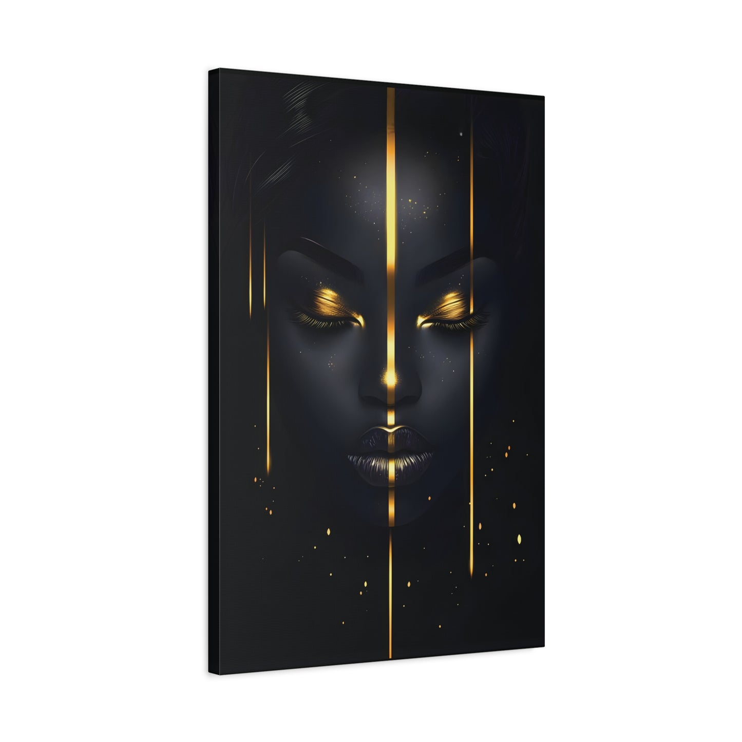 Afrocentric Black Gold Wall Art – Elegant African Woman with Gold Accents, Minimalist Wall Decor, Modern Home Aesthetic, Gift for Art Lovers, Thoughtful Housewarming Present