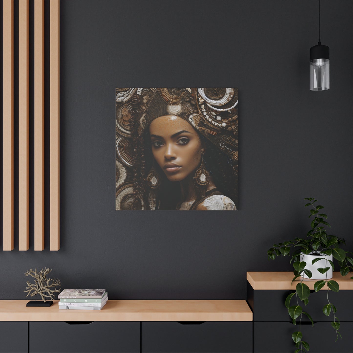 African Royal Matte Canvas – Melanin Queen Wall Art Canvas, Home Decor, Bohemian Style, Unique Gift, Modern Art, Gallery Wall