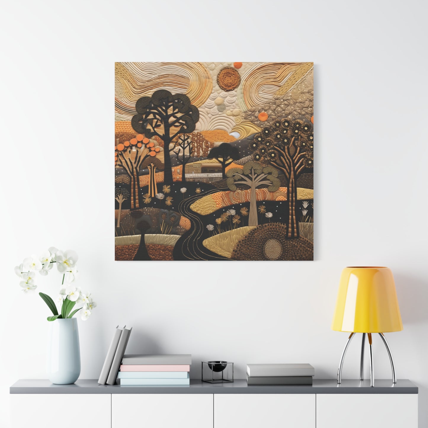 Artistic African Landscape Wall Art Canvas Print, Home Decor, Nature Landscape, Cozy Vibes, Gift for Art Lovers, Fall Decor, Unique Artwork