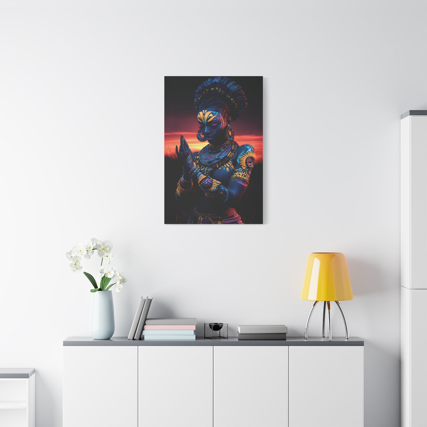 AfricanTribal Woman Canvas Wall Art, Boho Decor, Afrocentric Home Gift, Eclectic Art Piece, Unique Wall Decor, Gallery Wall Accent