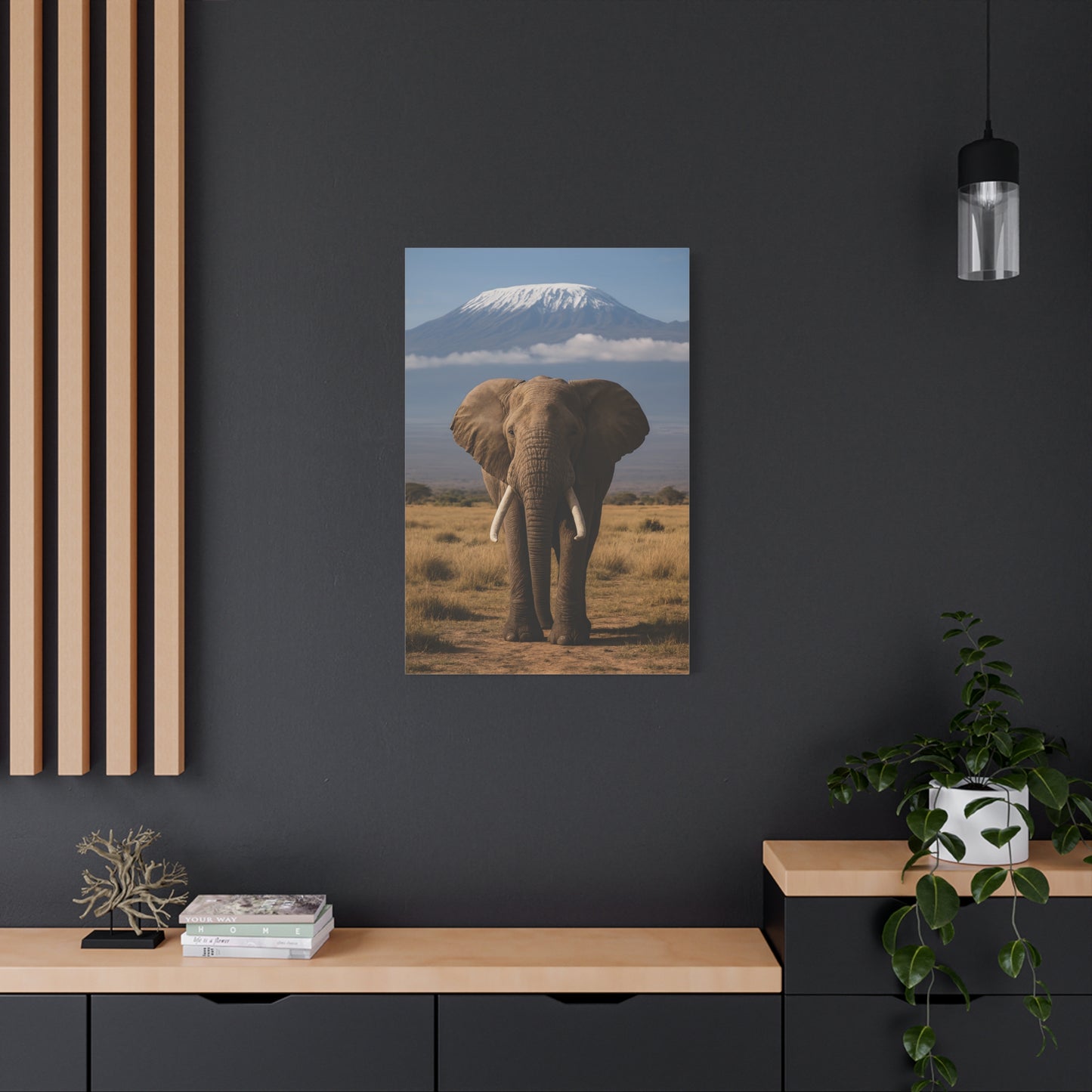 Stretched Canvas Art featuring Majestic Elephant and Kilimanjaro, Wildlife Decor, Nature Lover's Gift, Animal Wall Art, Home Decor, Nature Lovers