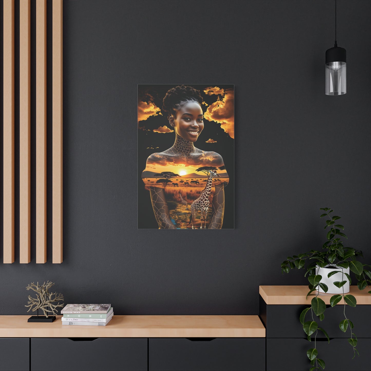 Afro Sunset Serenade Canvas Art, Inspiring Home Decor, Unique Gift, Nature Lover's Wall Art, Bohemian Chic, Animal Art, African Art