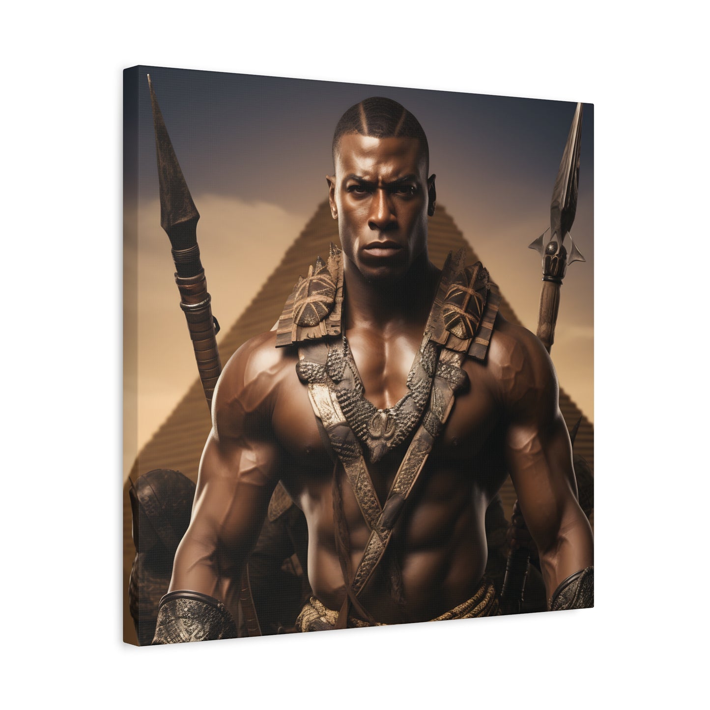 Tribal Strength & Pyramids Heroic Wall Art Canvas - Inspirational Decor for Home, Office, Gift for Art Lovers, Black History Month, Masculine Home Decor