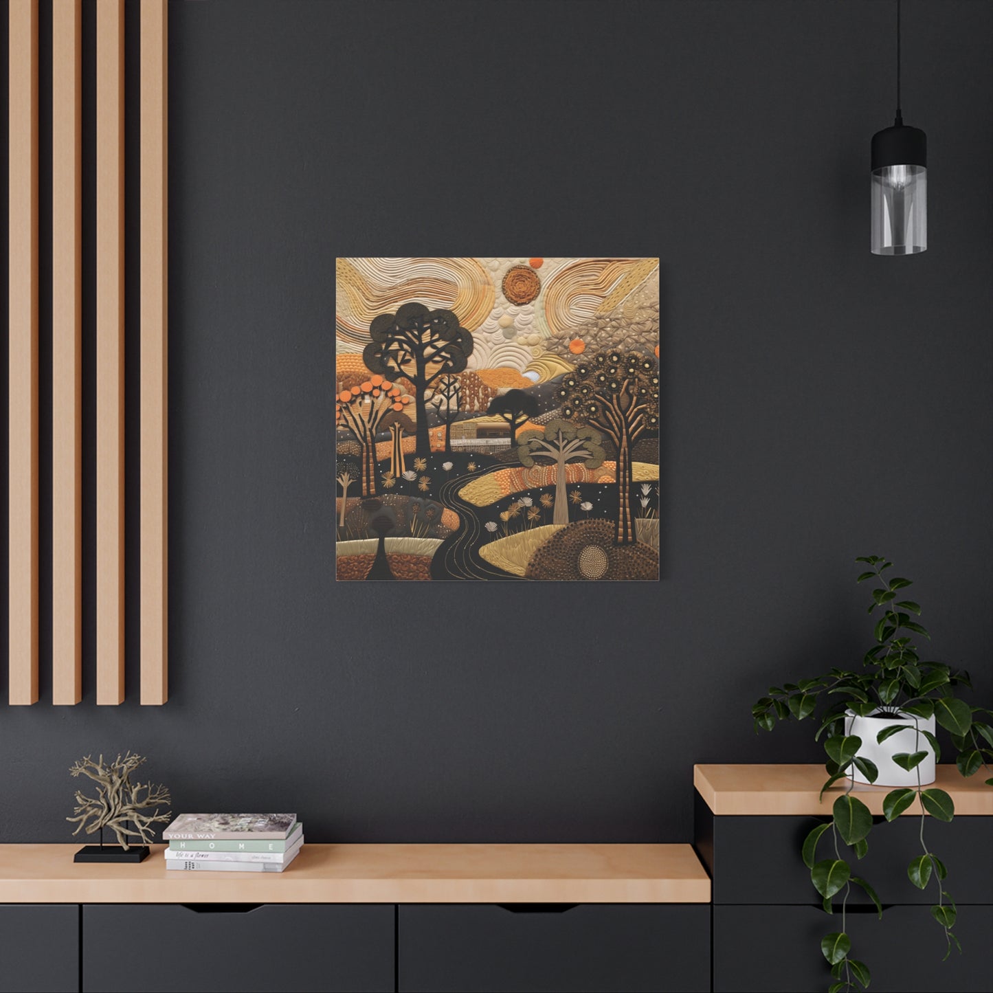 Artistic African Landscape Wall Art Canvas Print, Home Decor, Nature Landscape, Cozy Vibes, Gift for Art Lovers, Fall Decor, Unique Artwork