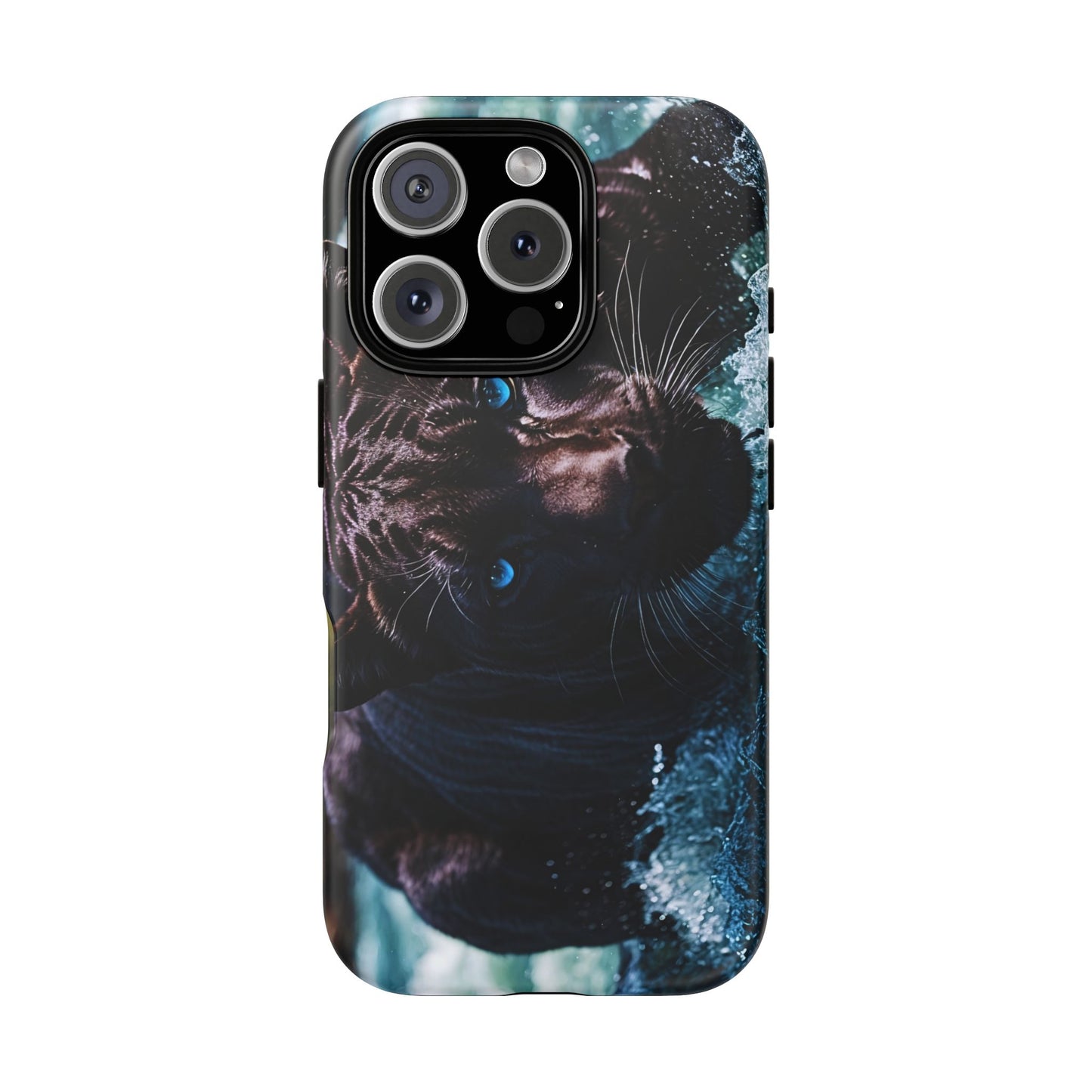 Black Jaguar Phone Case – Majestic Wildlife Design with Water Reflection, Durable Protective Cover