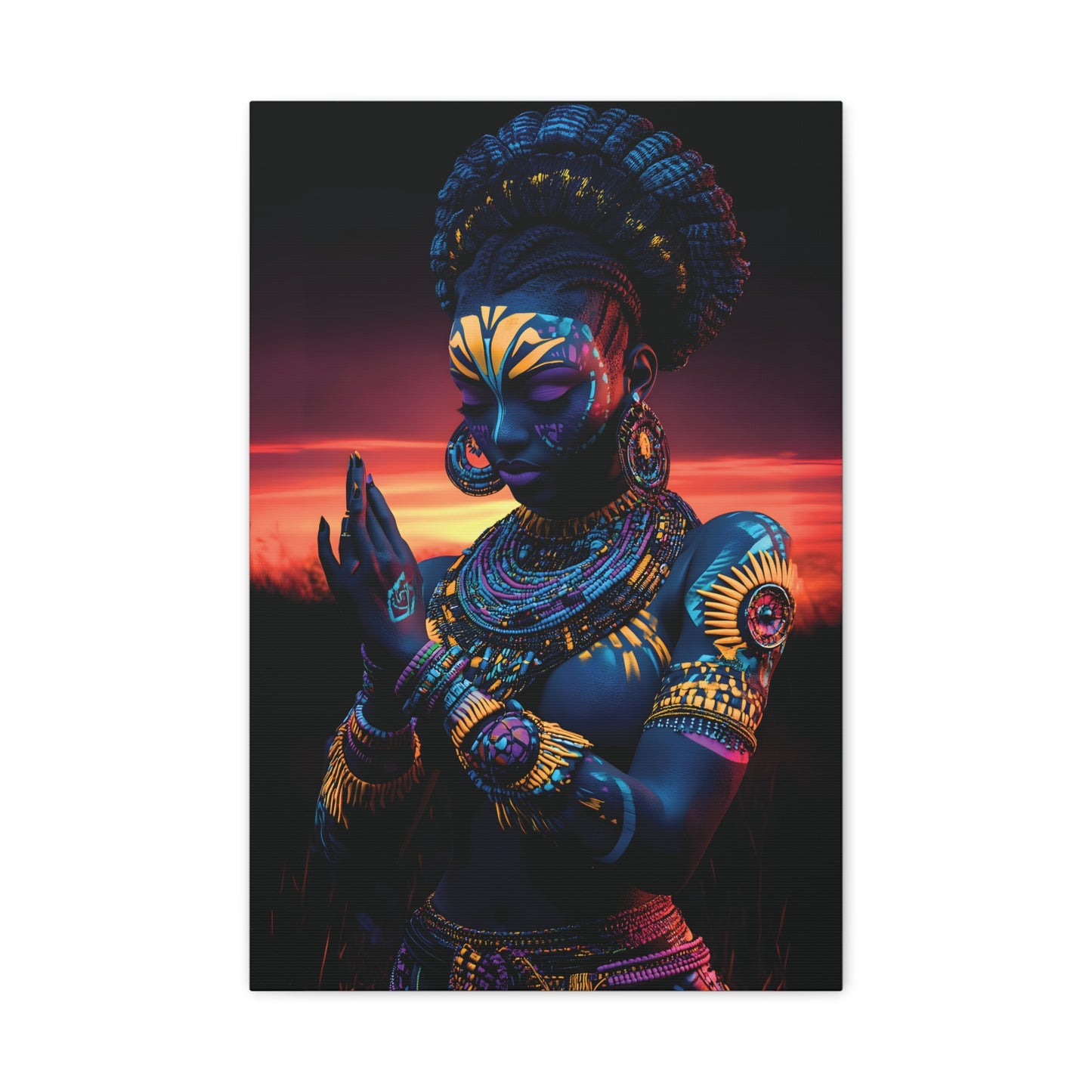AfricanTribal Woman Canvas Wall Art, Boho Decor, Afrocentric Home Gift, Eclectic Art Piece, Unique Wall Decor, Gallery Wall Accent